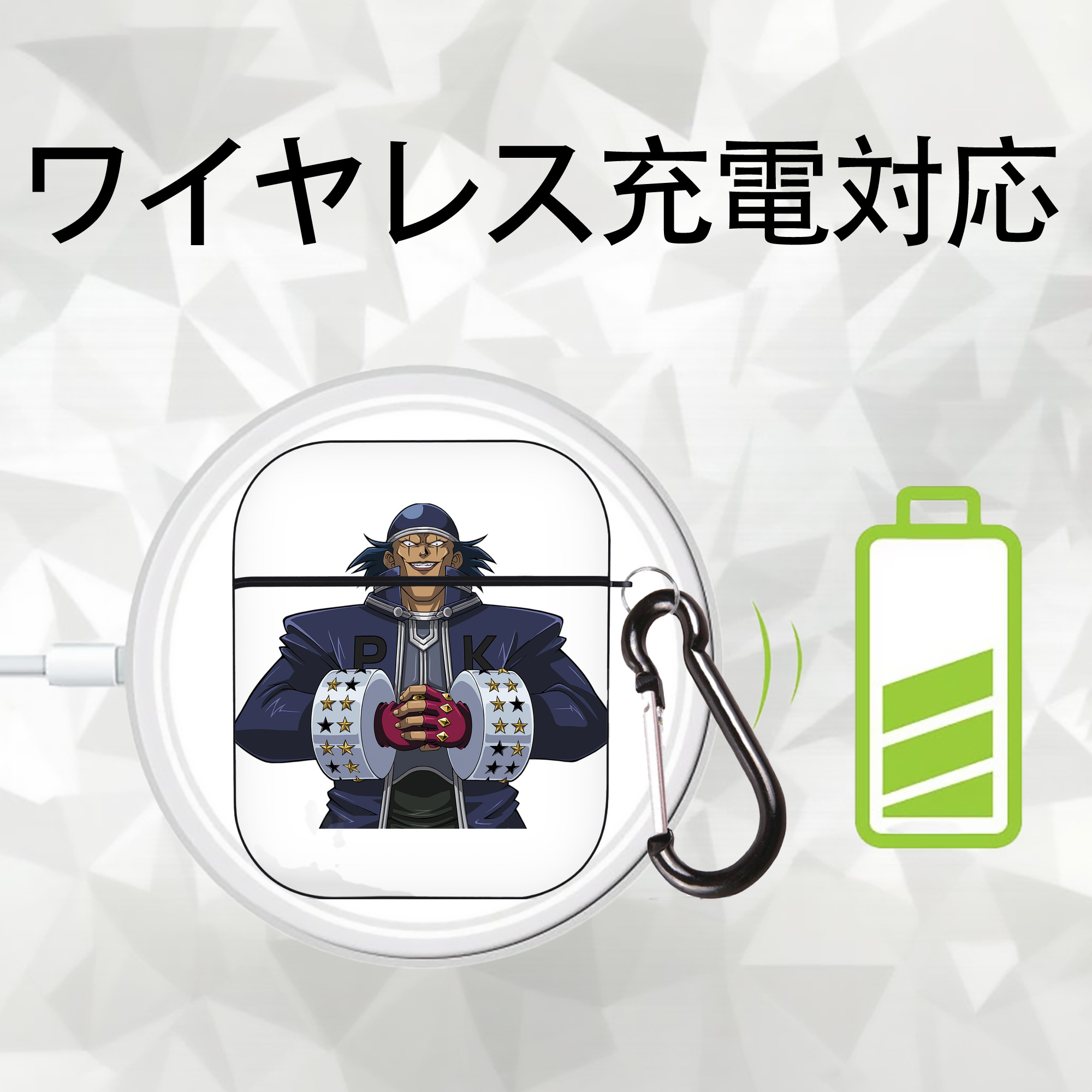 遊☆戯☆王 Yu-Gi-Oh! AirPods 第2世代保護ケース ハードシェル ブラック 耐衝撃・防指紋・カラビナ付き