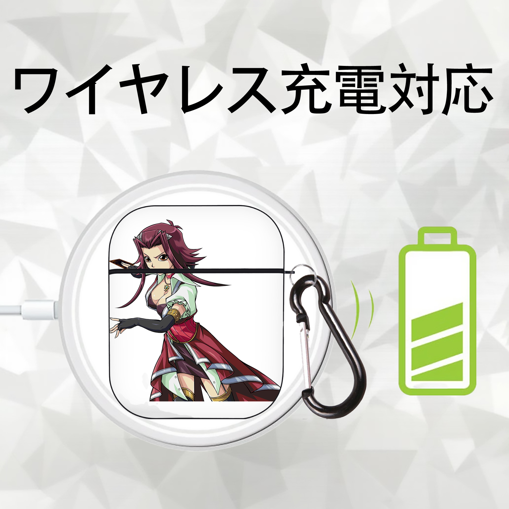 遊☆戯☆王 Yu-Gi-Oh! AirPods 第2世代保護ケース ハードシェル ブラック 耐衝撃・防指紋・カラビナ付き