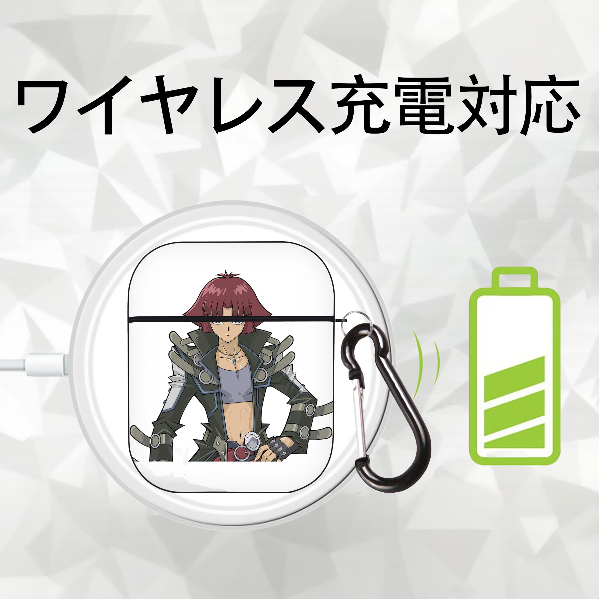 遊☆戯☆王 Yu-Gi-Oh! AirPods 第2世代保護ケース ハードシェル ブラック 耐衝撃・防指紋・カラビナ付き