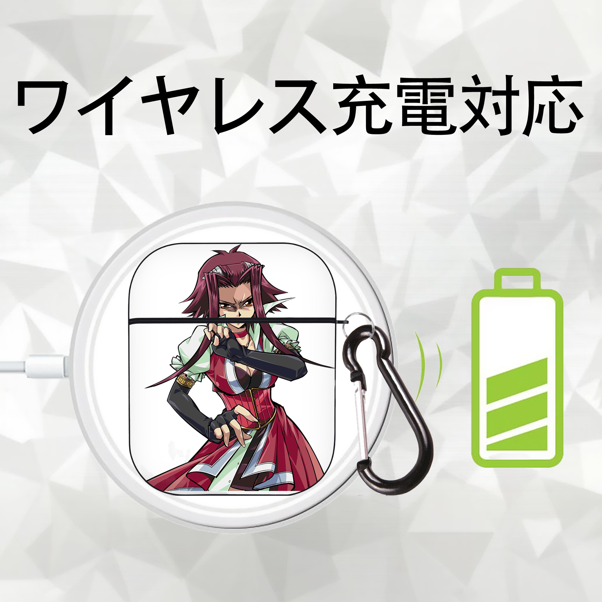 遊☆戯☆王 Yu-Gi-Oh! AirPods 第2世代保護ケース ハードシェル ブラック 耐衝撃・防指紋・カラビナ付き