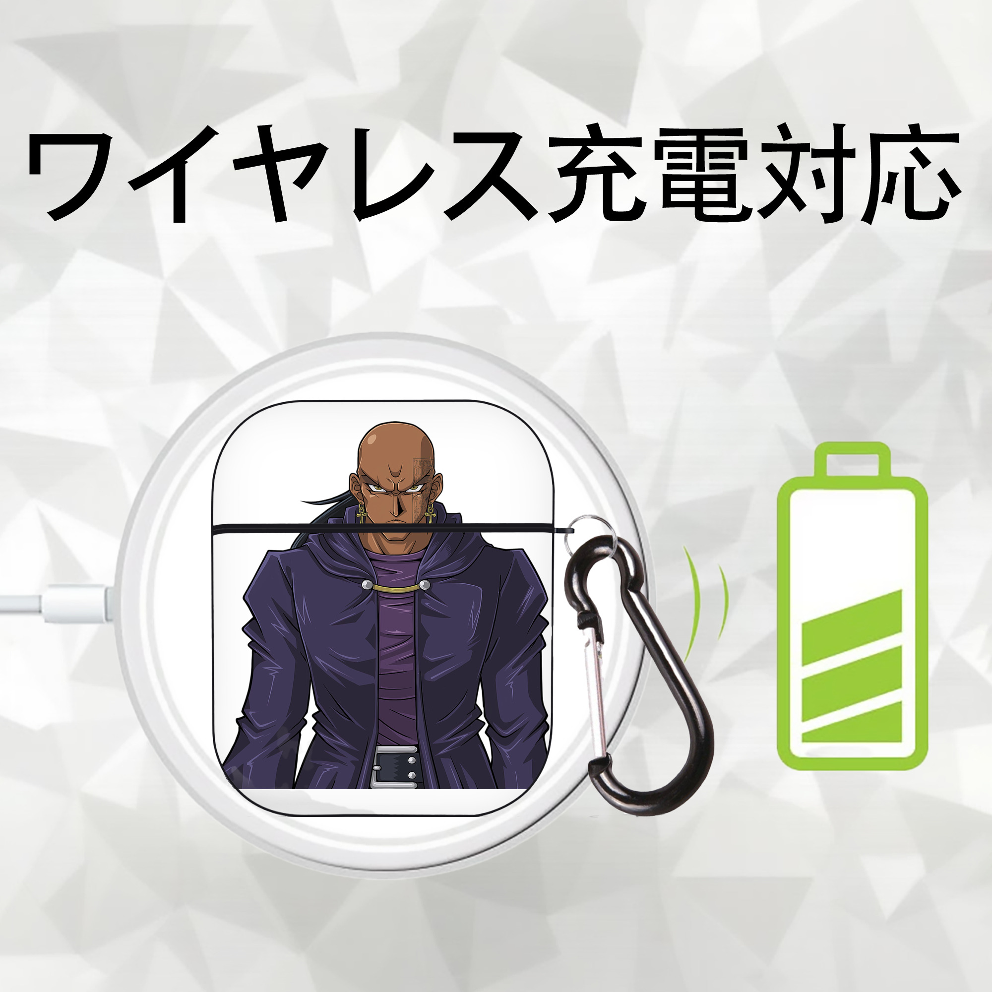 遊☆戯☆王 Yu-Gi-Oh! AirPods 第2世代保護ケース ハードシェル ブラック 耐衝撃・防指紋・カラビナ付き