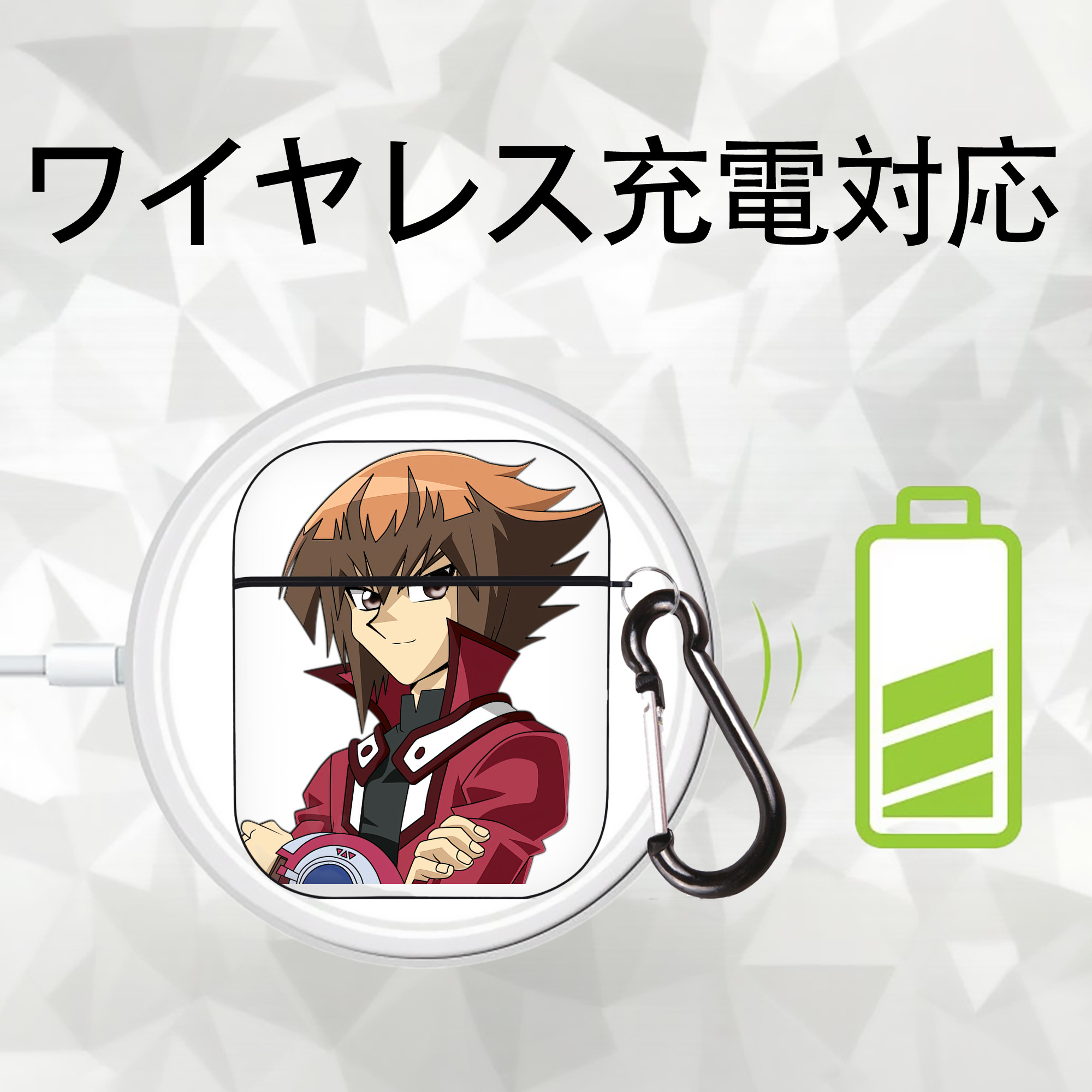 遊☆戯☆王 Yu-Gi-Oh! AirPods 第2世代保護ケース ハードシェル ブラック 耐衝撃・防指紋・カラビナ付き