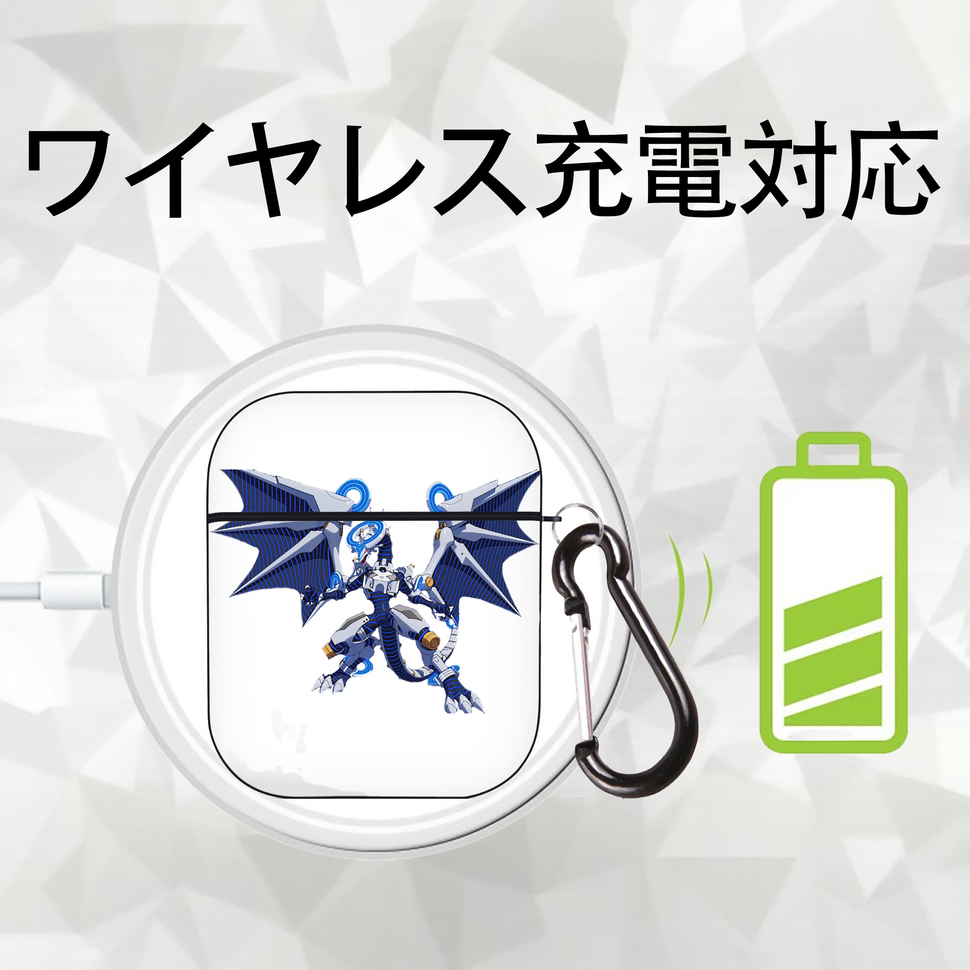 遊☆戯☆王 Yu-Gi-Oh! AirPods 第2世代保護ケース ハードシェル ブラック 耐衝撃・防指紋・カラビナ付き