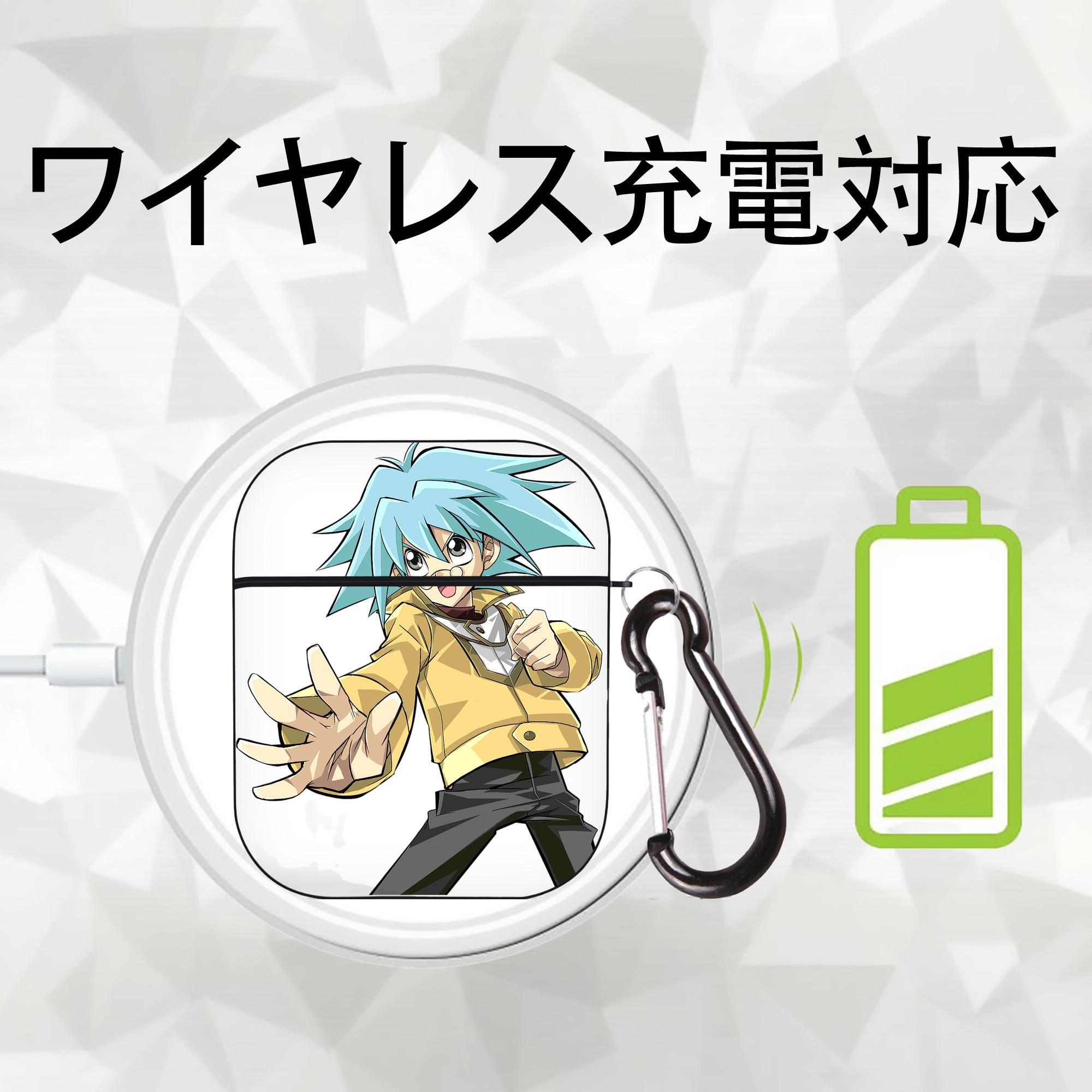 遊☆戯☆王 Yu-Gi-Oh! AirPods 第2世代保護ケース ハードシェル ブラック 耐衝撃・防指紋・カラビナ付き