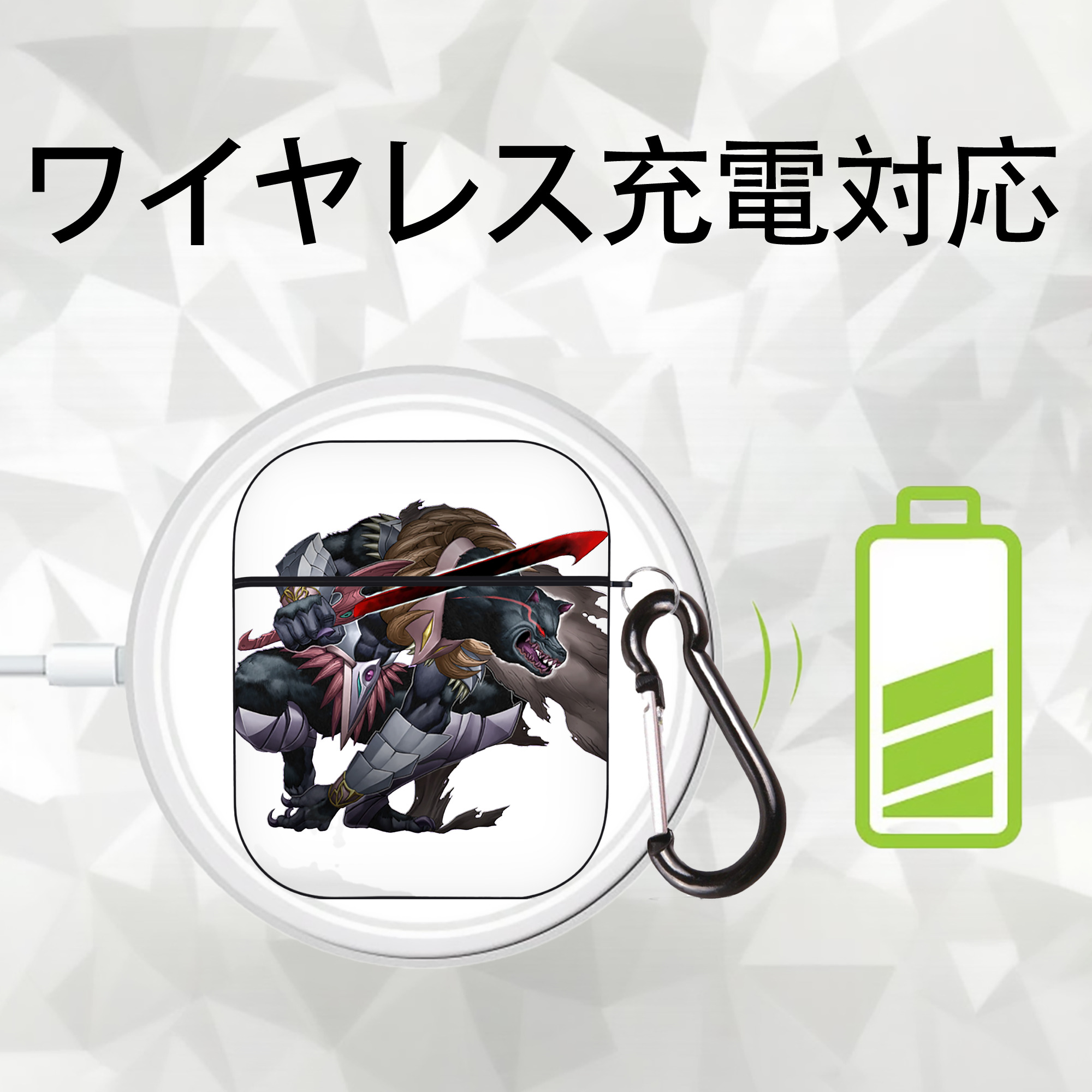 遊☆戯☆王 Yu-Gi-Oh! AirPods 第2世代保護ケース ハードシェル ブラック 耐衝撃・防指紋・カラビナ付き