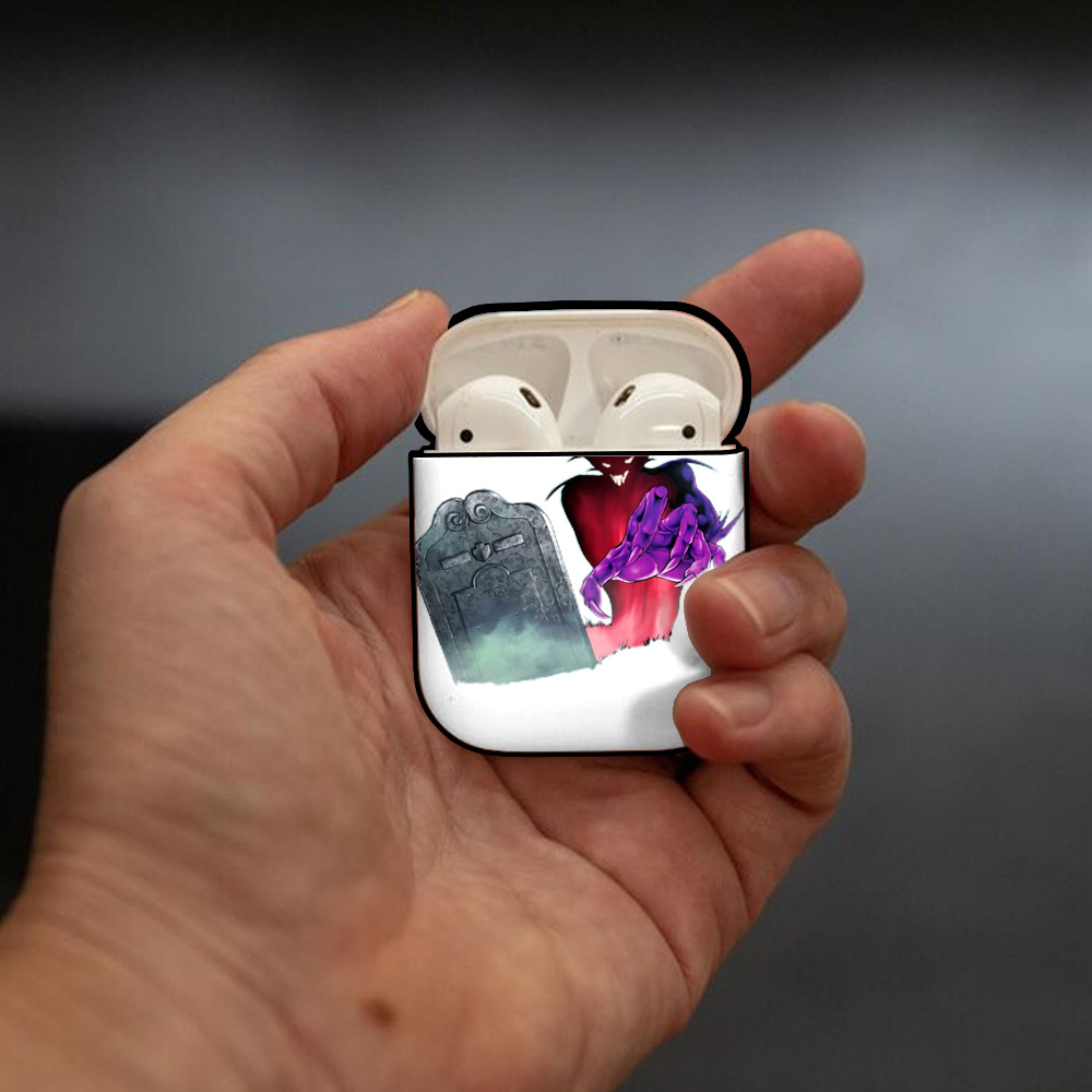 遊☆戯☆王 Yu-Gi-Oh! AirPods 第2世代保護ケース ハードシェル ブラック 耐衝撃・防指紋・カラビナ付き