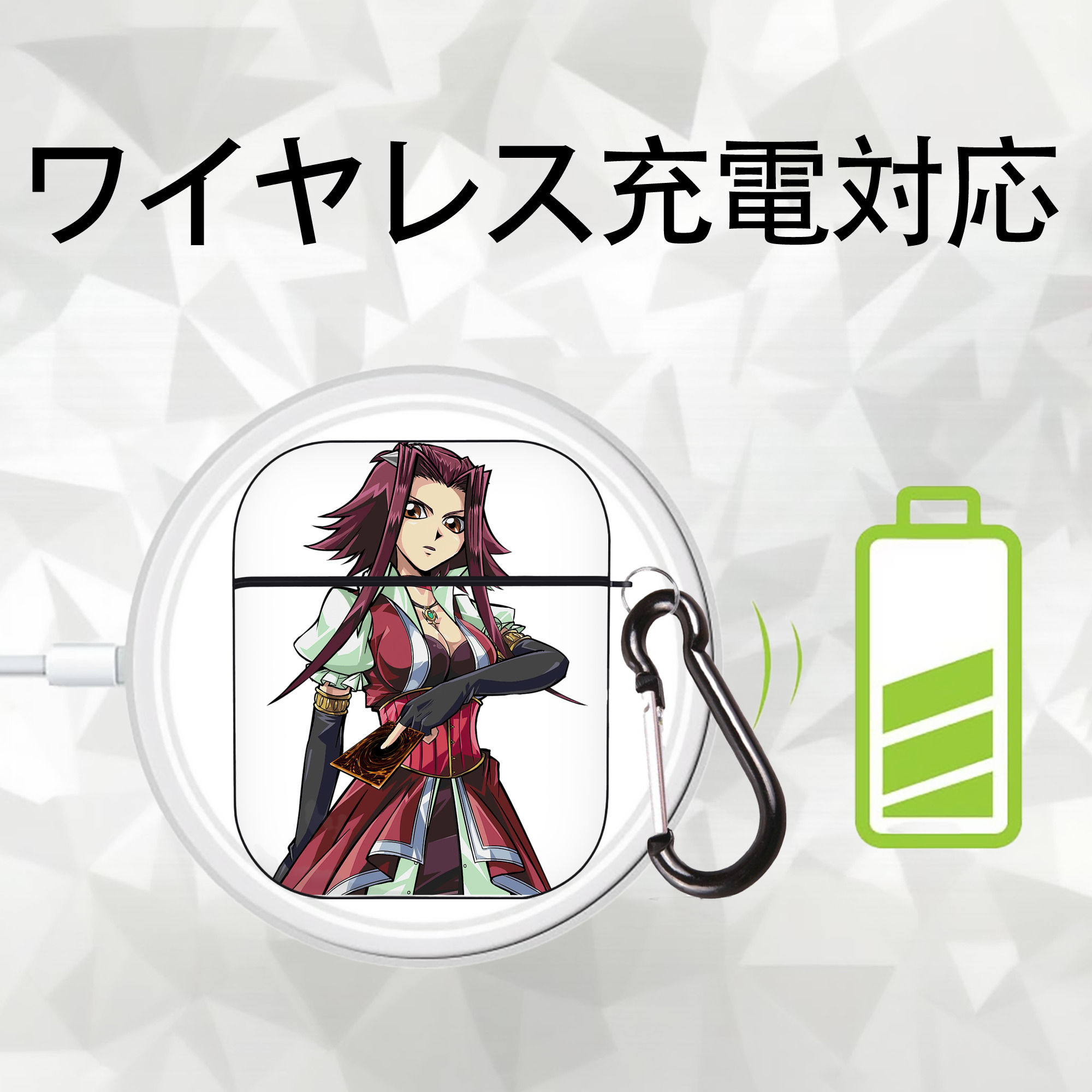 遊☆戯☆王 Yu-Gi-Oh! AirPods 第2世代保護ケース ハードシェル ブラック 耐衝撃・防指紋・カラビナ付き