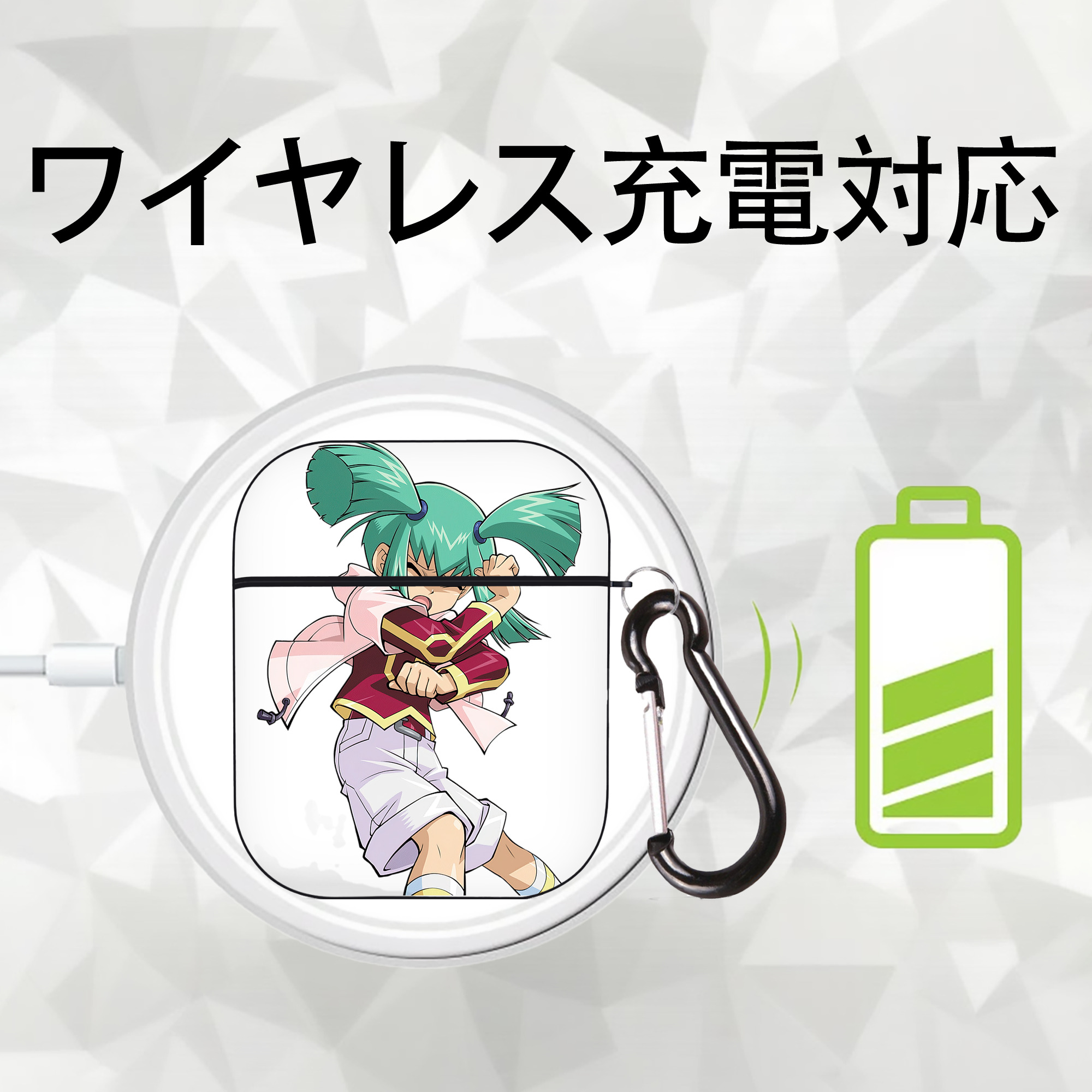 遊☆戯☆王 Yu-Gi-Oh! AirPods 第2世代保護ケース ハードシェル ブラック 耐衝撃・防指紋・カラビナ付き