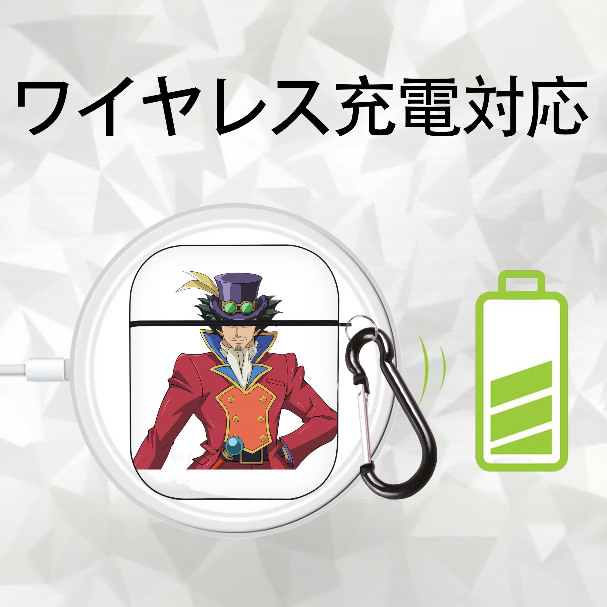 遊☆戯☆王 Yu-Gi-Oh! AirPods 第2世代保護ケース ハードシェル ブラック 耐衝撃・防指紋・カラビナ付き