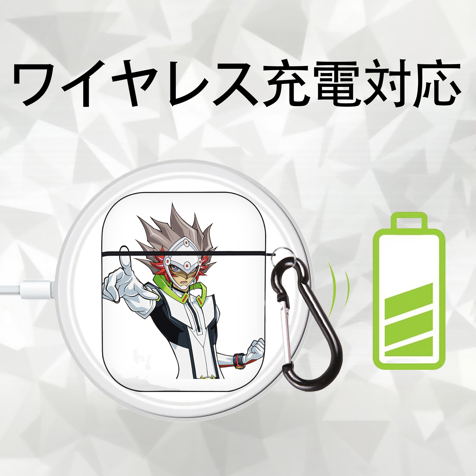 遊☆戯☆王 Yu-Gi-Oh! AirPods 第2世代保護ケース ハードシェル ブラック 耐衝撃・防指紋・カラビナ付き