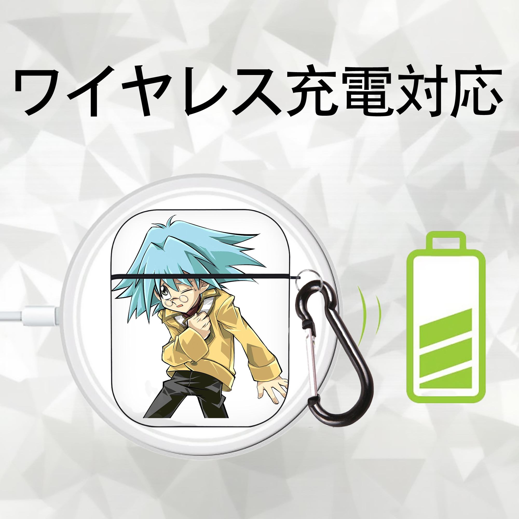 遊☆戯☆王 Yu-Gi-Oh! AirPods 第2世代保護ケース ハードシェル ブラック 耐衝撃・防指紋・カラビナ付き