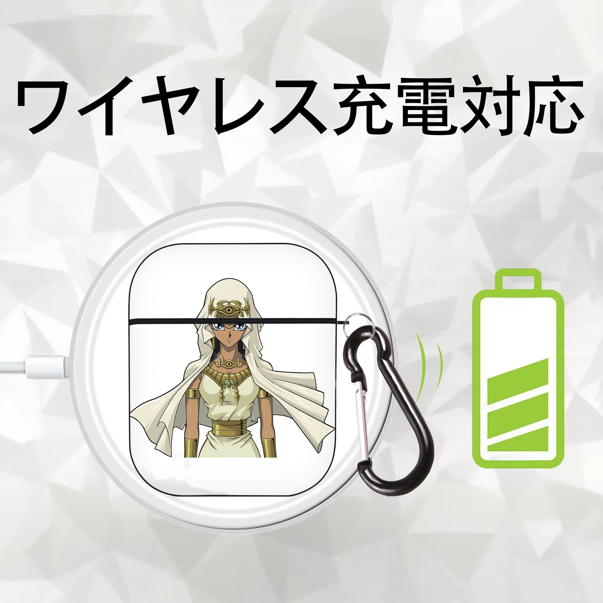 遊☆戯☆王 Yu-Gi-Oh! AirPods 第2世代保護ケース ハードシェル ブラック 耐衝撃・防指紋・カラビナ付き