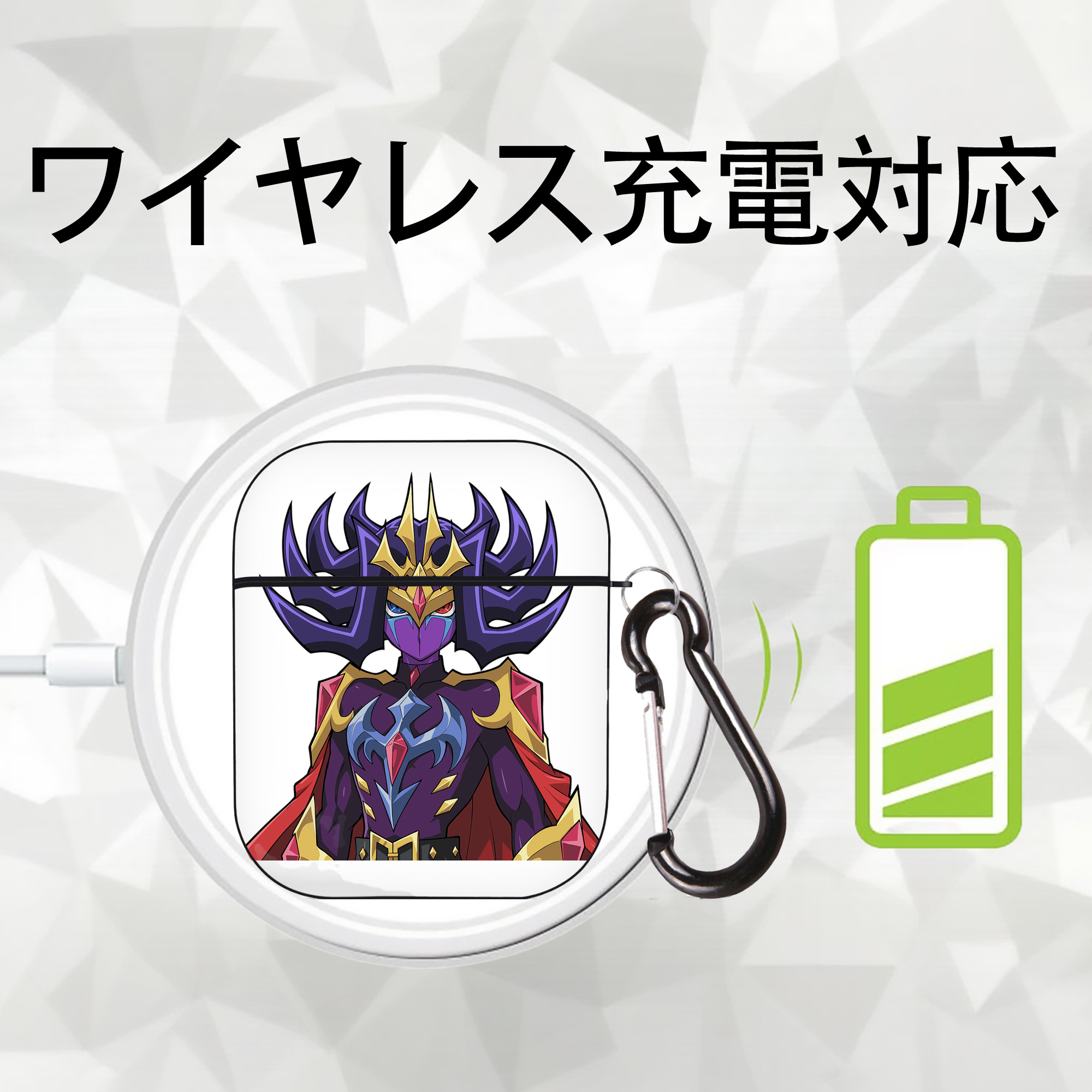 遊☆戯☆王 Yu-Gi-Oh! AirPods 第2世代保護ケース ハードシェル ブラック 耐衝撃・防指紋・カラビナ付き