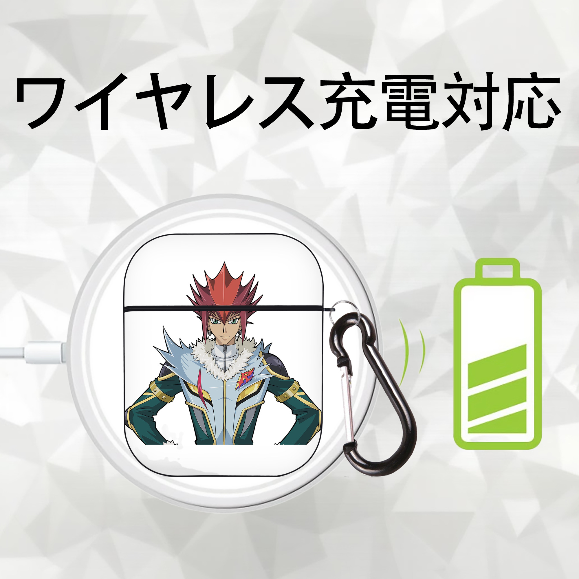 遊☆戯☆王 Yu-Gi-Oh! AirPods 第2世代保護ケース ハードシェル ブラック 耐衝撃・防指紋・カラビナ付き
