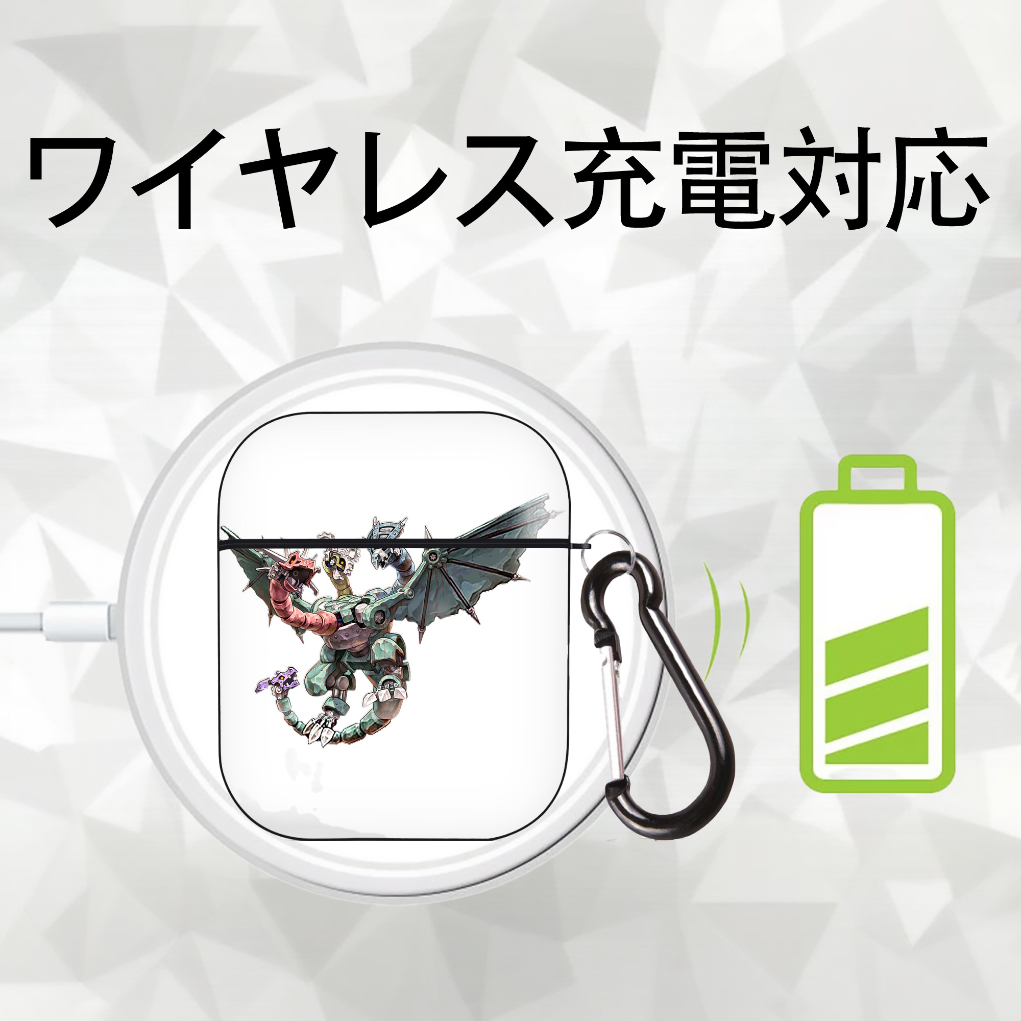 遊☆戯☆王 Yu-Gi-Oh! AirPods 第2世代保護ケース ハードシェル ブラック 耐衝撃・防指紋・カラビナ付き