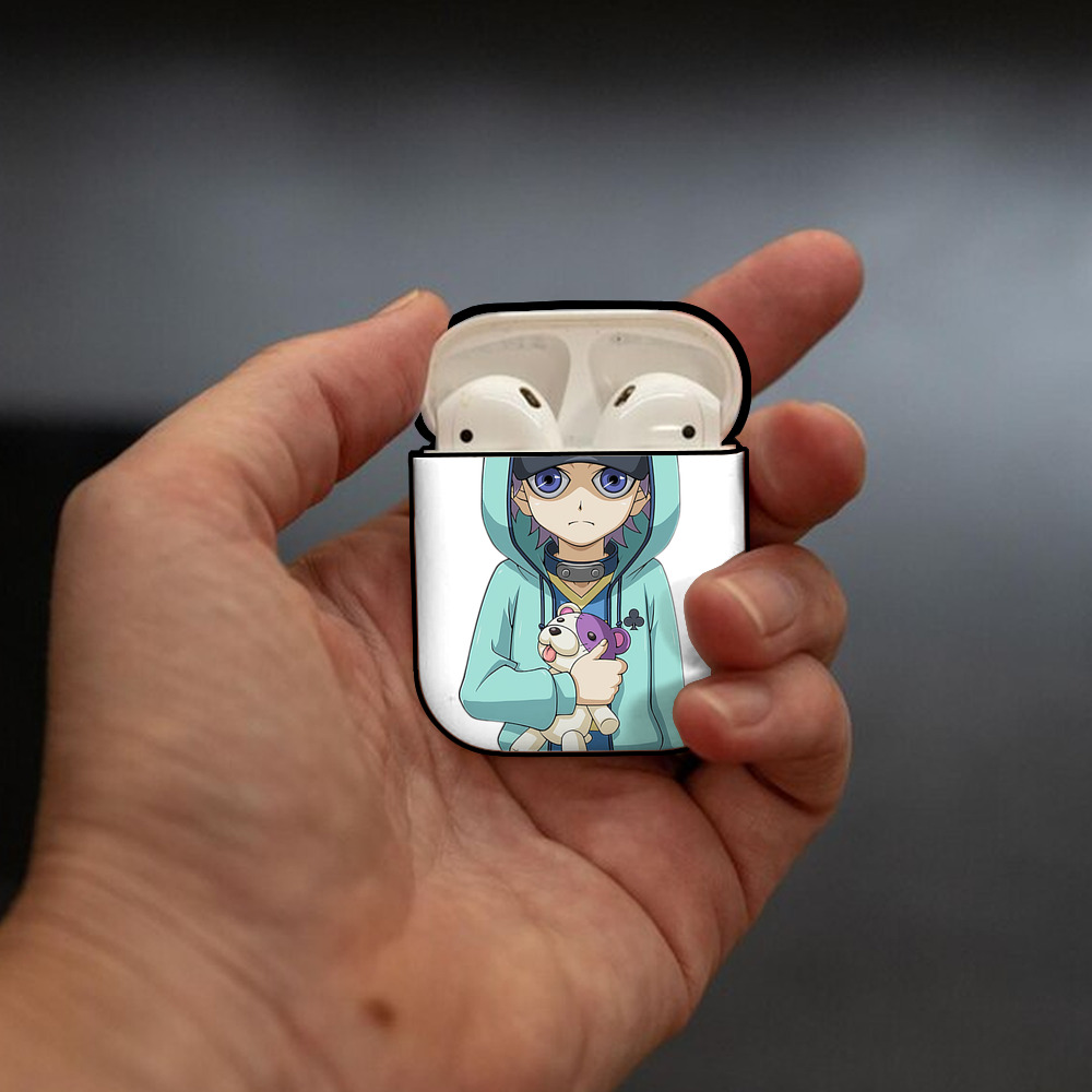 遊☆戯☆王 Yu-Gi-Oh! AirPods 第2世代保護ケース ハードシェル ブラック 耐衝撃・防指紋・カラビナ付き