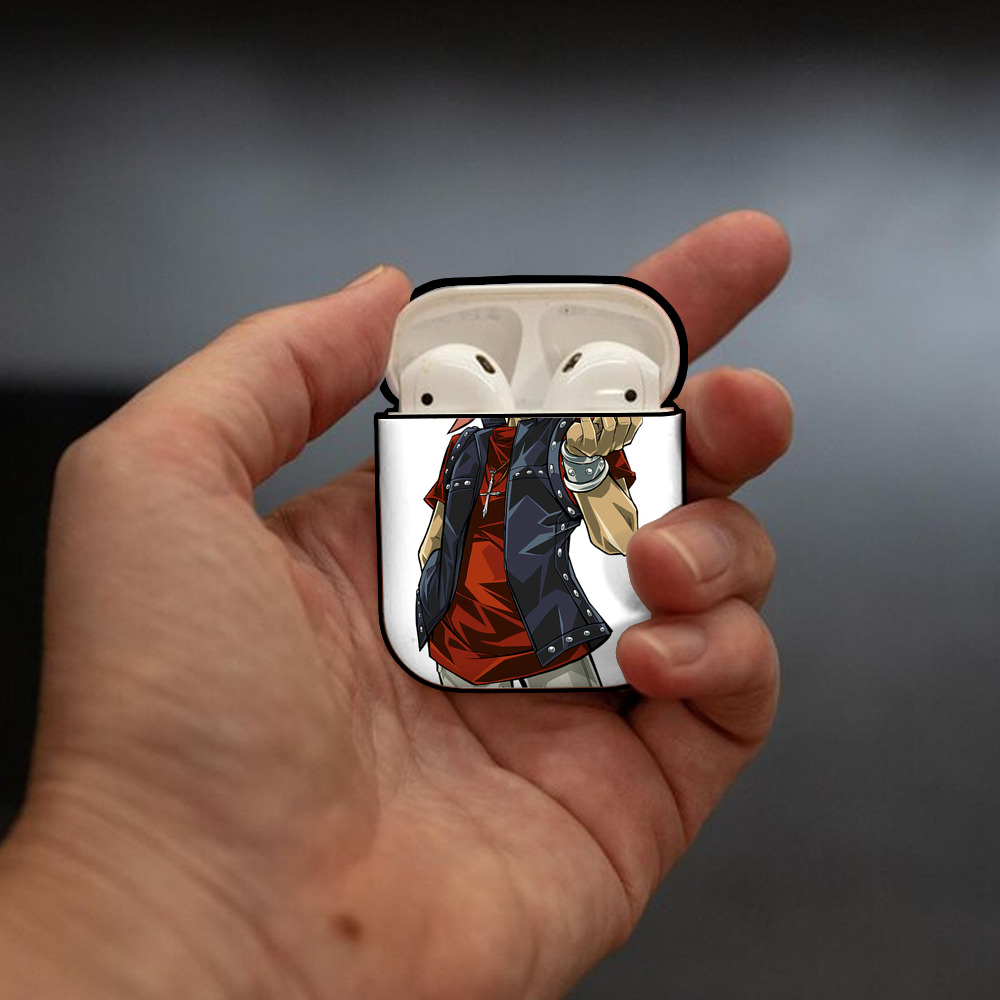 遊☆戯☆王 Yu-Gi-Oh! AirPods 第2世代保護ケース ハードシェル ブラック 耐衝撃・防指紋・カラビナ付き