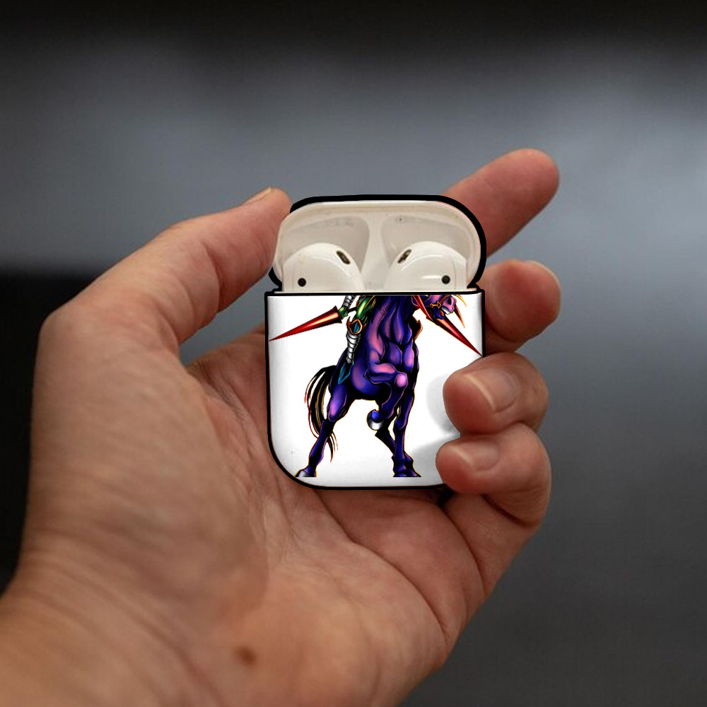 遊☆戯☆王 Yu-Gi-Oh! AirPods 第2世代保護ケース ハードシェル ブラック 耐衝撃・防指紋・カラビナ付き