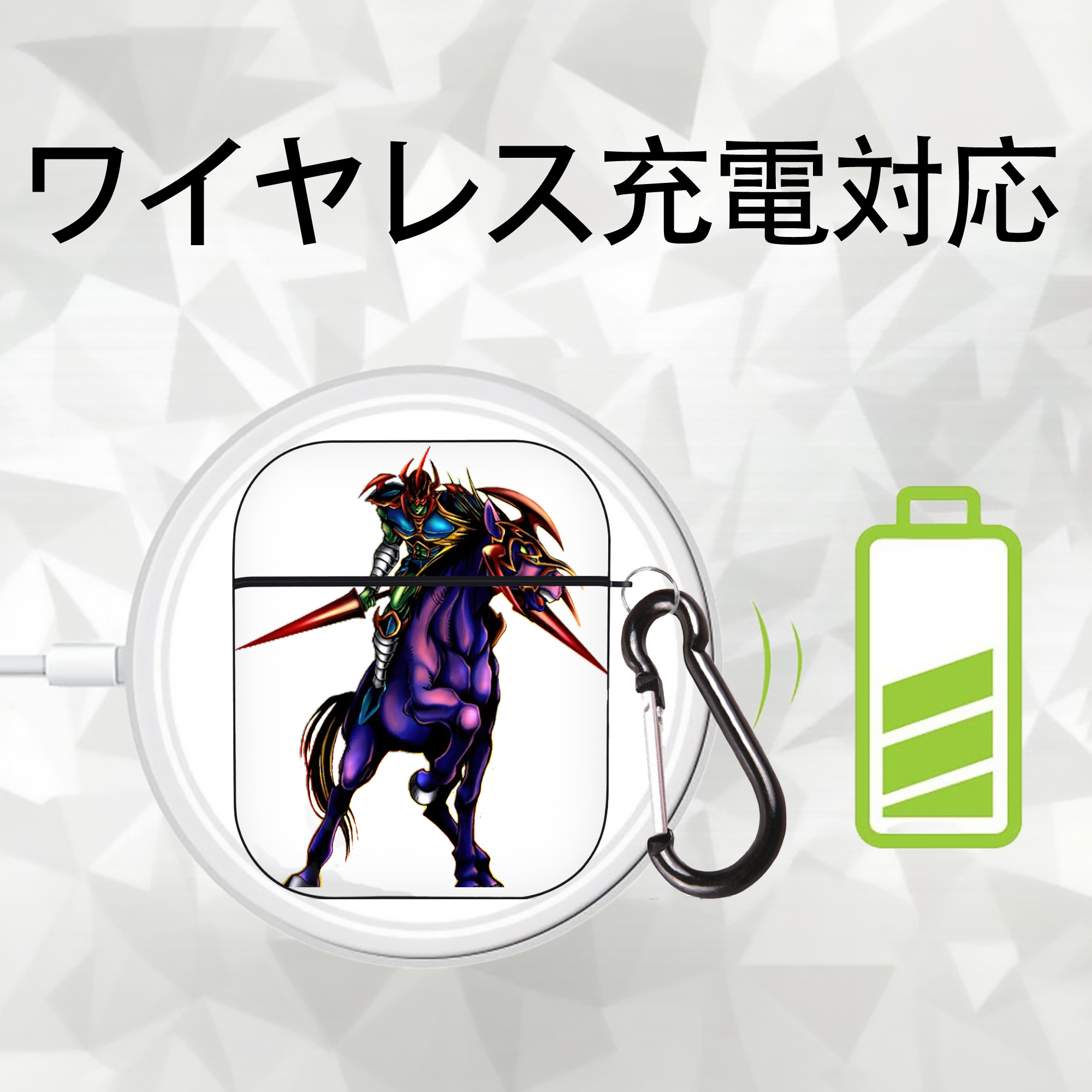 遊☆戯☆王 Yu-Gi-Oh! AirPods 第2世代保護ケース ハードシェル ブラック 耐衝撃・防指紋・カラビナ付き