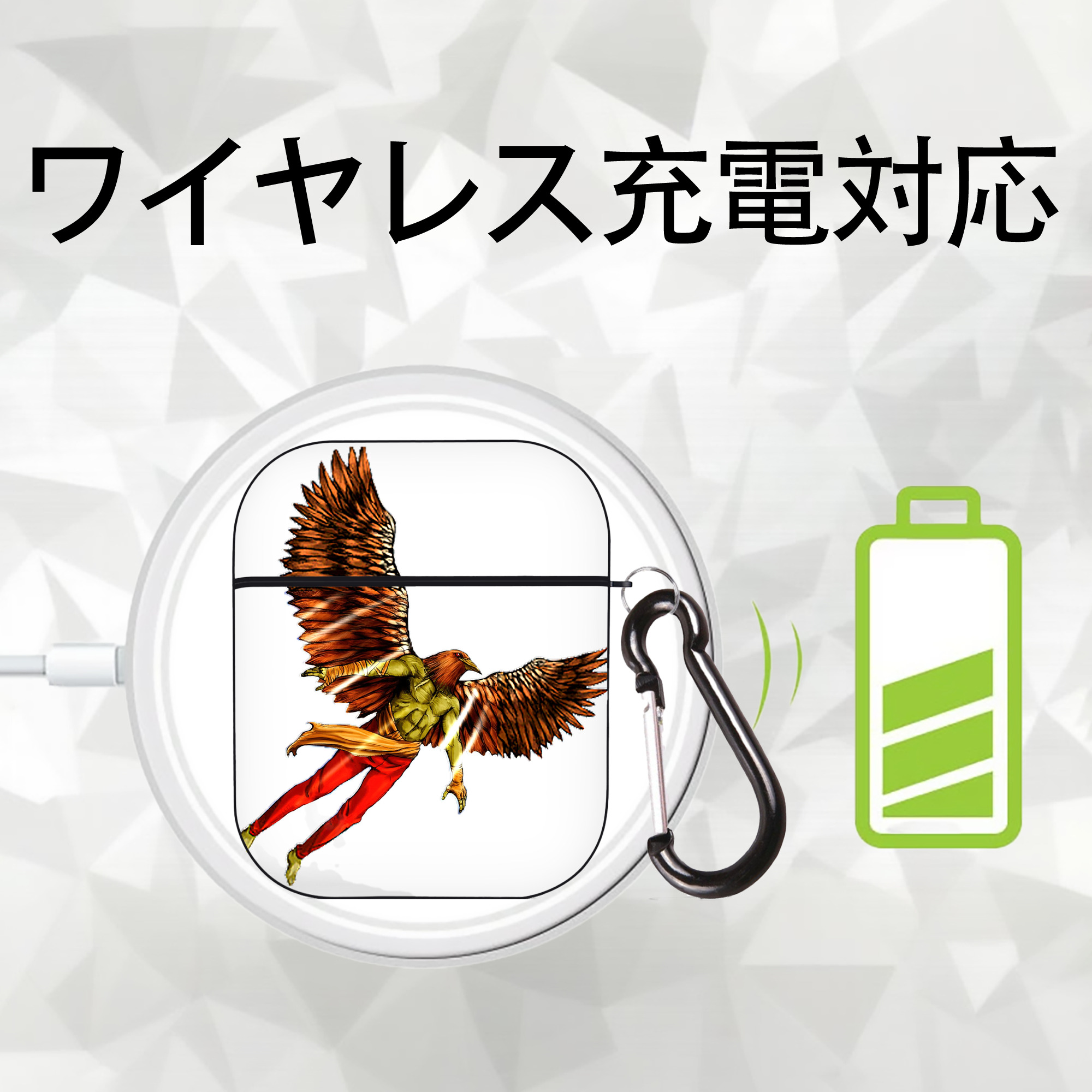 遊☆戯☆王 Yu-Gi-Oh! AirPods 第2世代保護ケース ハードシェル ブラック 耐衝撃・防指紋・カラビナ付き