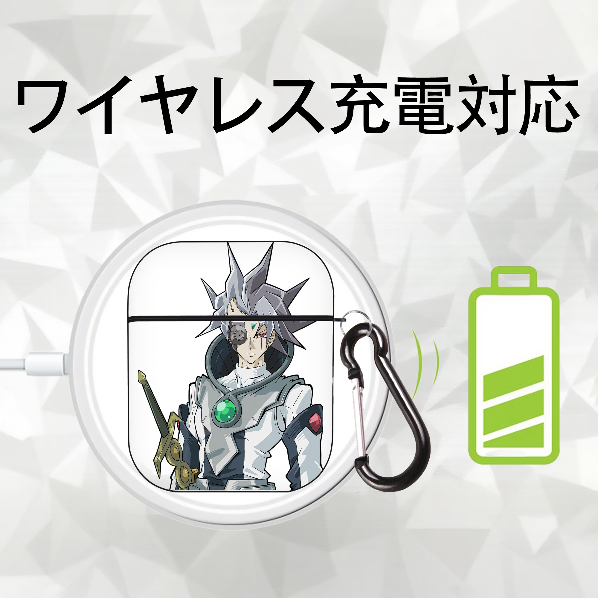 遊☆戯☆王 Yu-Gi-Oh! AirPods 第2世代保護ケース ハードシェル ブラック 耐衝撃・防指紋・カラビナ付き