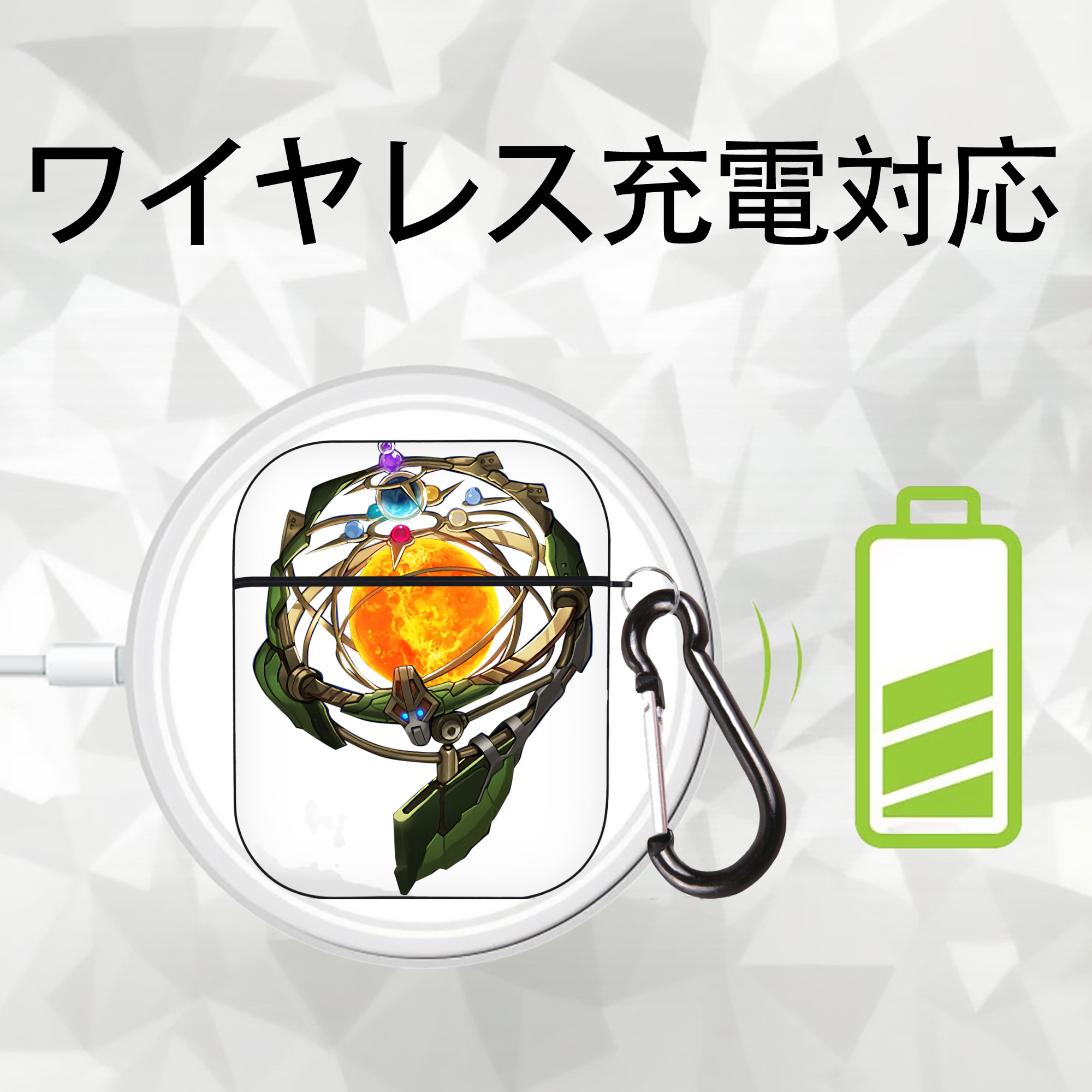 遊☆戯☆王 Yu-Gi-Oh! AirPods 第2世代保護ケース ハードシェル ブラック 耐衝撃・防指紋・カラビナ付き