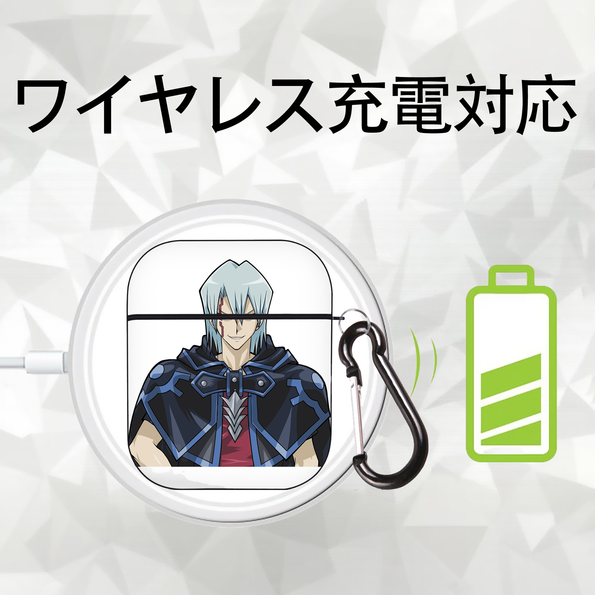 遊☆戯☆王 Yu-Gi-Oh! AirPods 第2世代保護ケース ハードシェル ブラック 耐衝撃・防指紋・カラビナ付き
