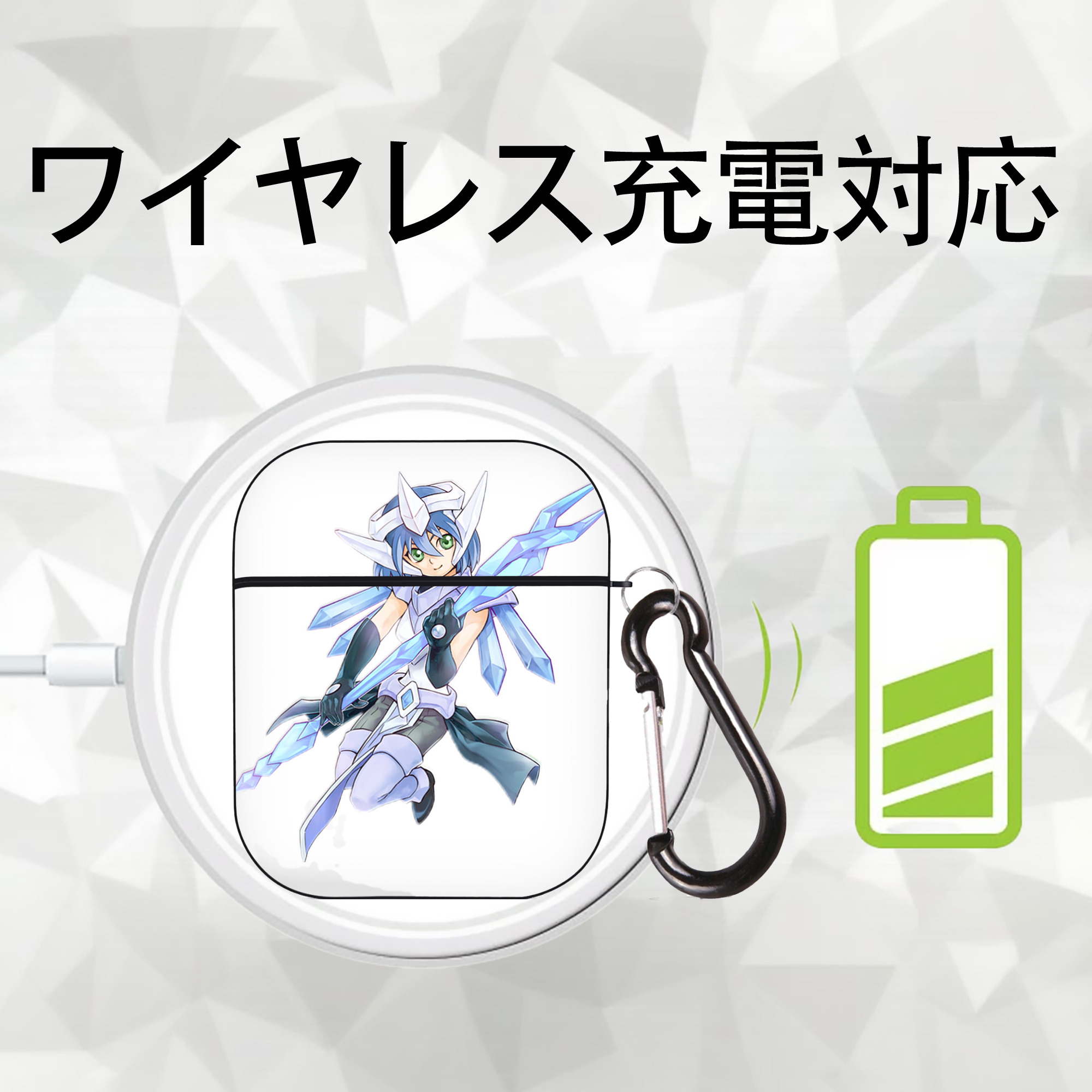 遊☆戯☆王 Yu-Gi-Oh! AirPods 第2世代保護ケース ハードシェル ブラック 耐衝撃・防指紋・カラビナ付き
