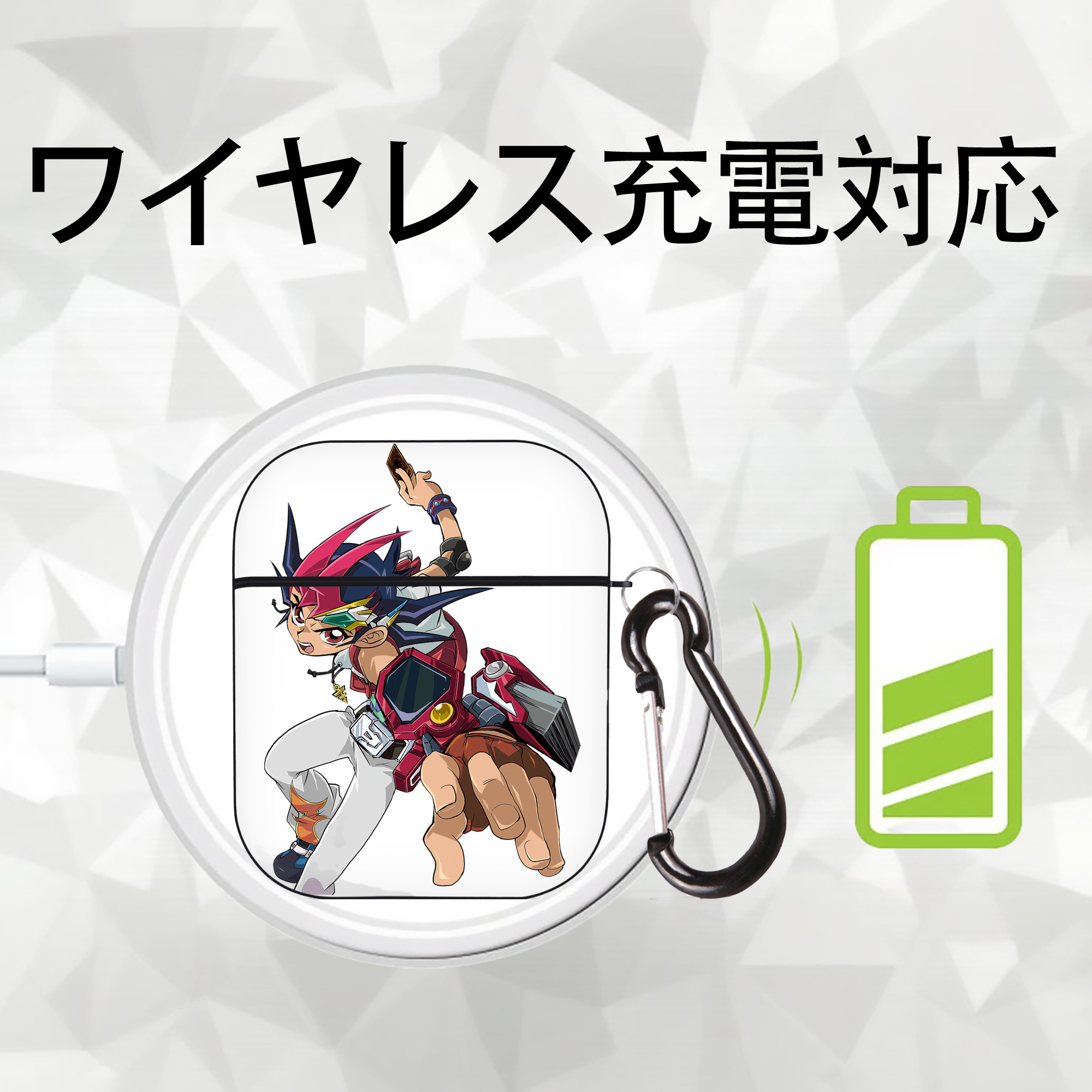 遊☆戯☆王 Yu-Gi-Oh! AirPods 第2世代保護ケース ハードシェル ブラック 耐衝撃・防指紋・カラビナ付き