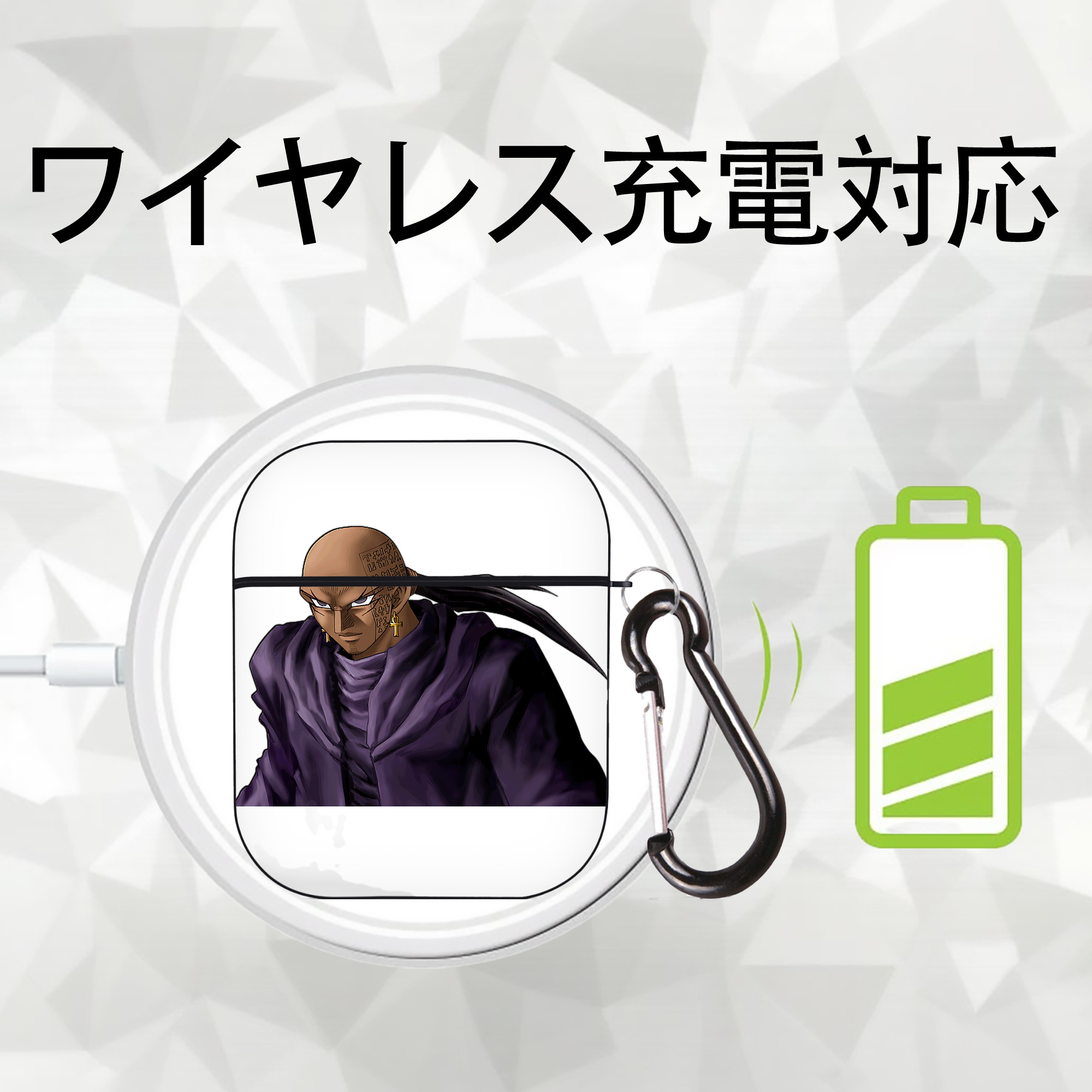 遊☆戯☆王 Yu-Gi-Oh! AirPods 第2世代保護ケース ハードシェル ブラック 耐衝撃・防指紋・カラビナ付き