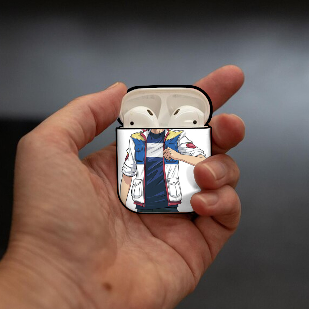 遊☆戯☆王 Yu-Gi-Oh! AirPods 第2世代保護ケース ハードシェル ブラック 耐衝撃・防指紋・カラビナ付き