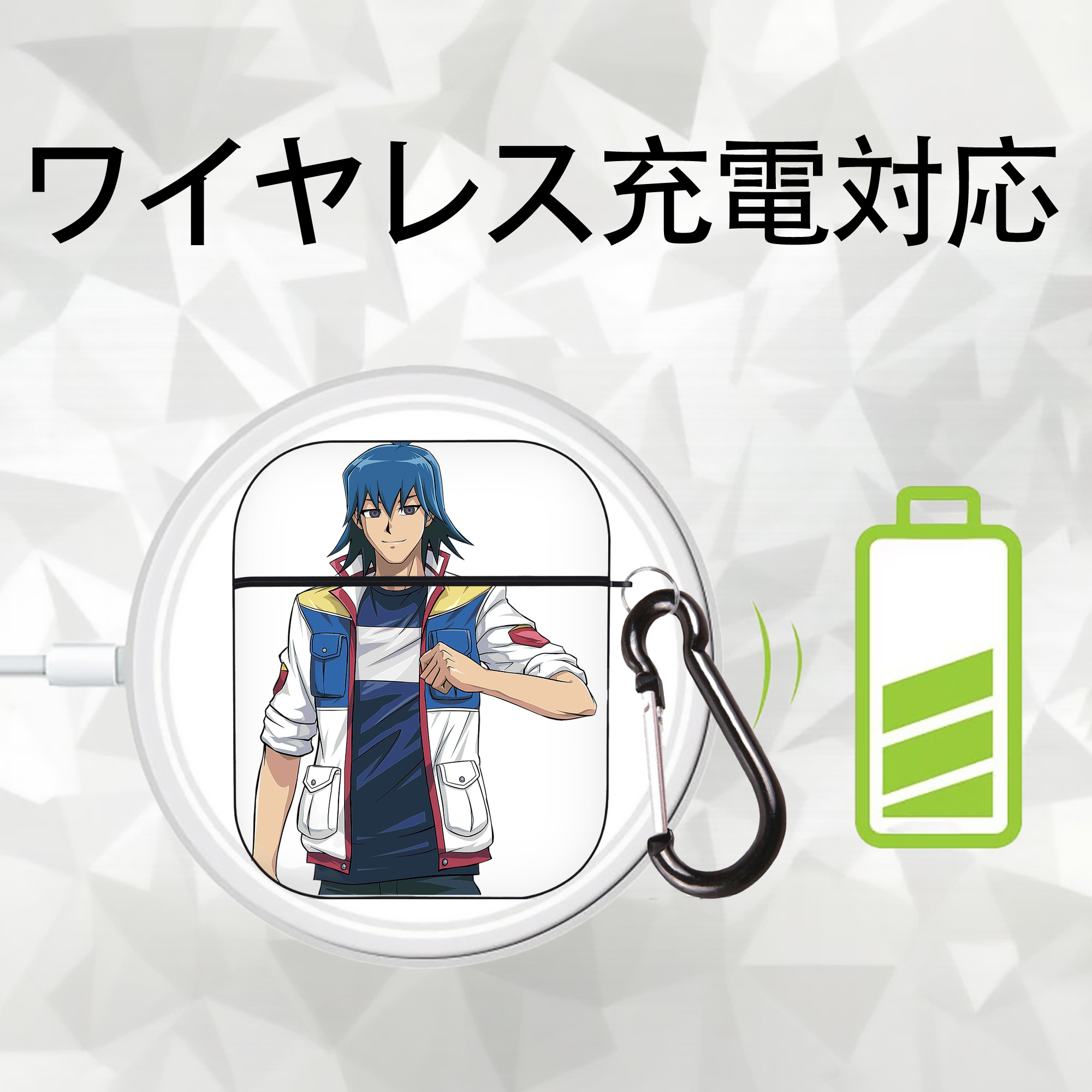 遊☆戯☆王 Yu-Gi-Oh! AirPods 第2世代保護ケース ハードシェル ブラック 耐衝撃・防指紋・カラビナ付き
