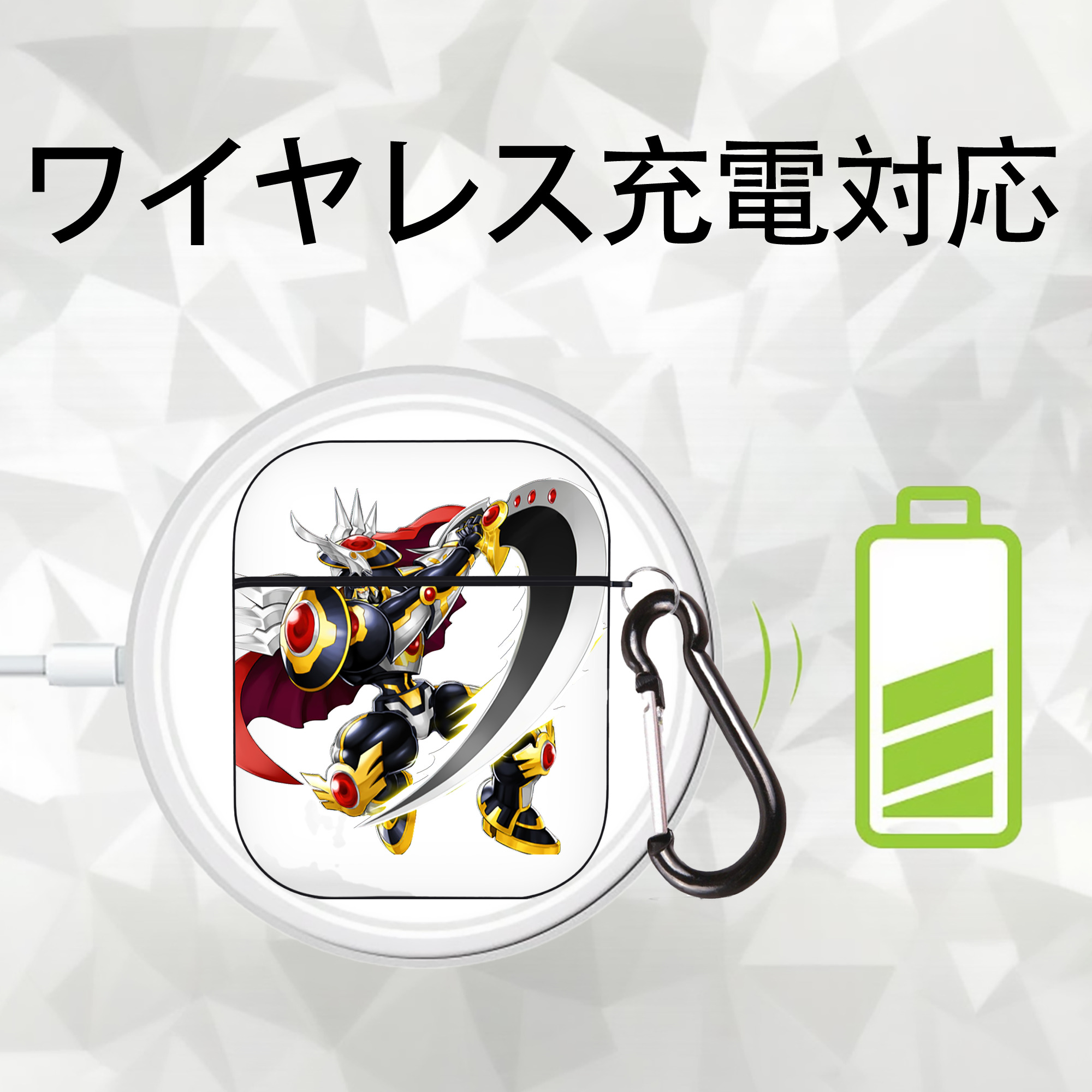 遊☆戯☆王 Yu-Gi-Oh! AirPods 第2世代保護ケース ハードシェル ブラック 耐衝撃・防指紋・カラビナ付き