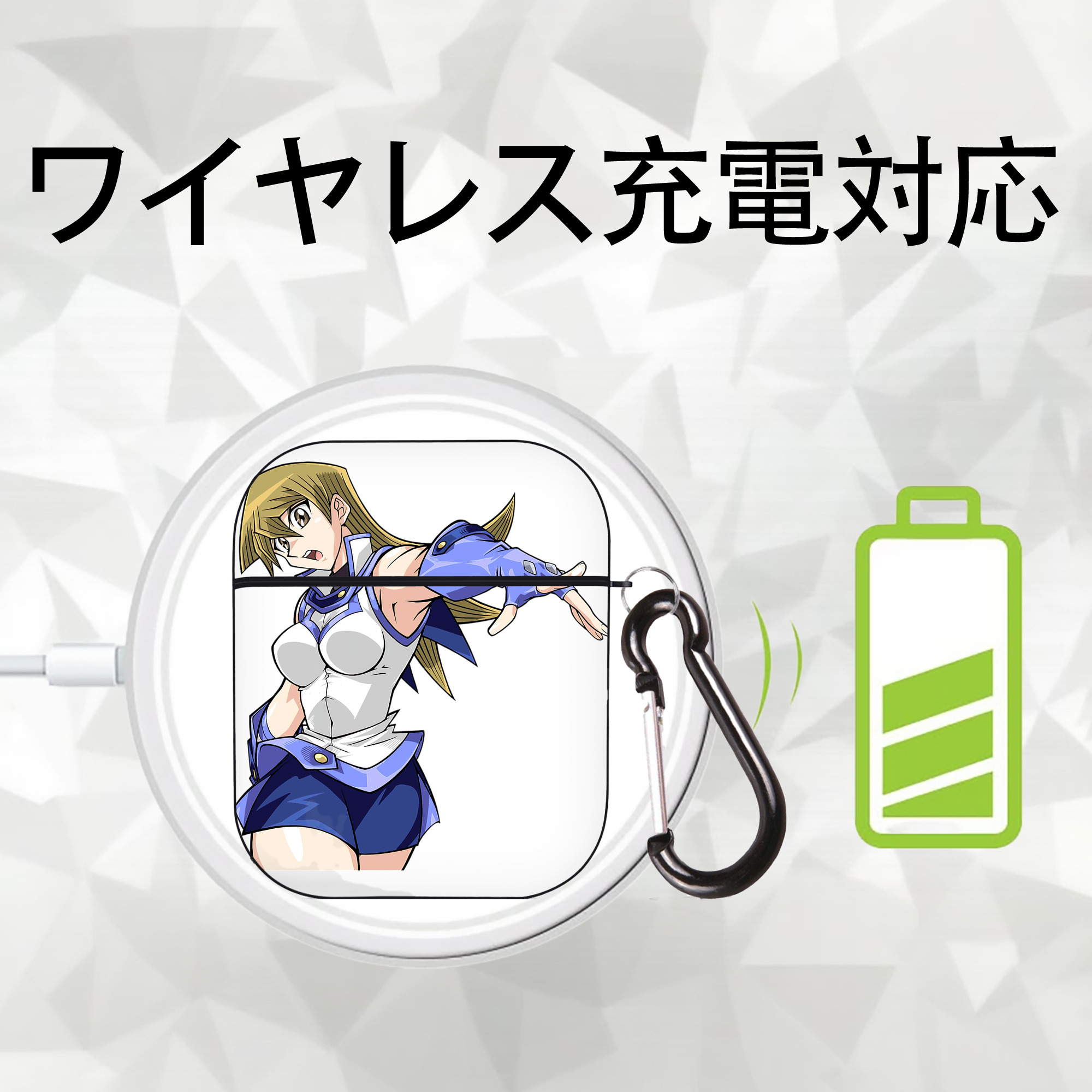 遊☆戯☆王 Yu-Gi-Oh! AirPods 第2世代保護ケース ハードシェル ブラック 耐衝撃・防指紋・カラビナ付き