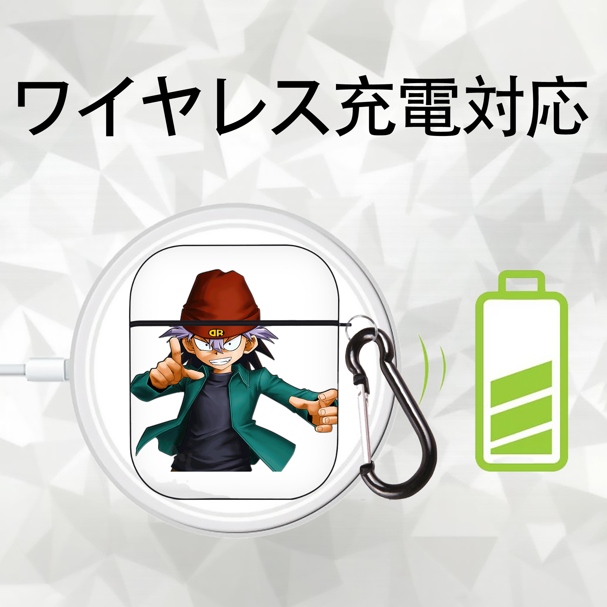 遊☆戯☆王 Yu-Gi-Oh! AirPods 第2世代保護ケース ハードシェル ブラック 耐衝撃・防指紋・カラビナ付き