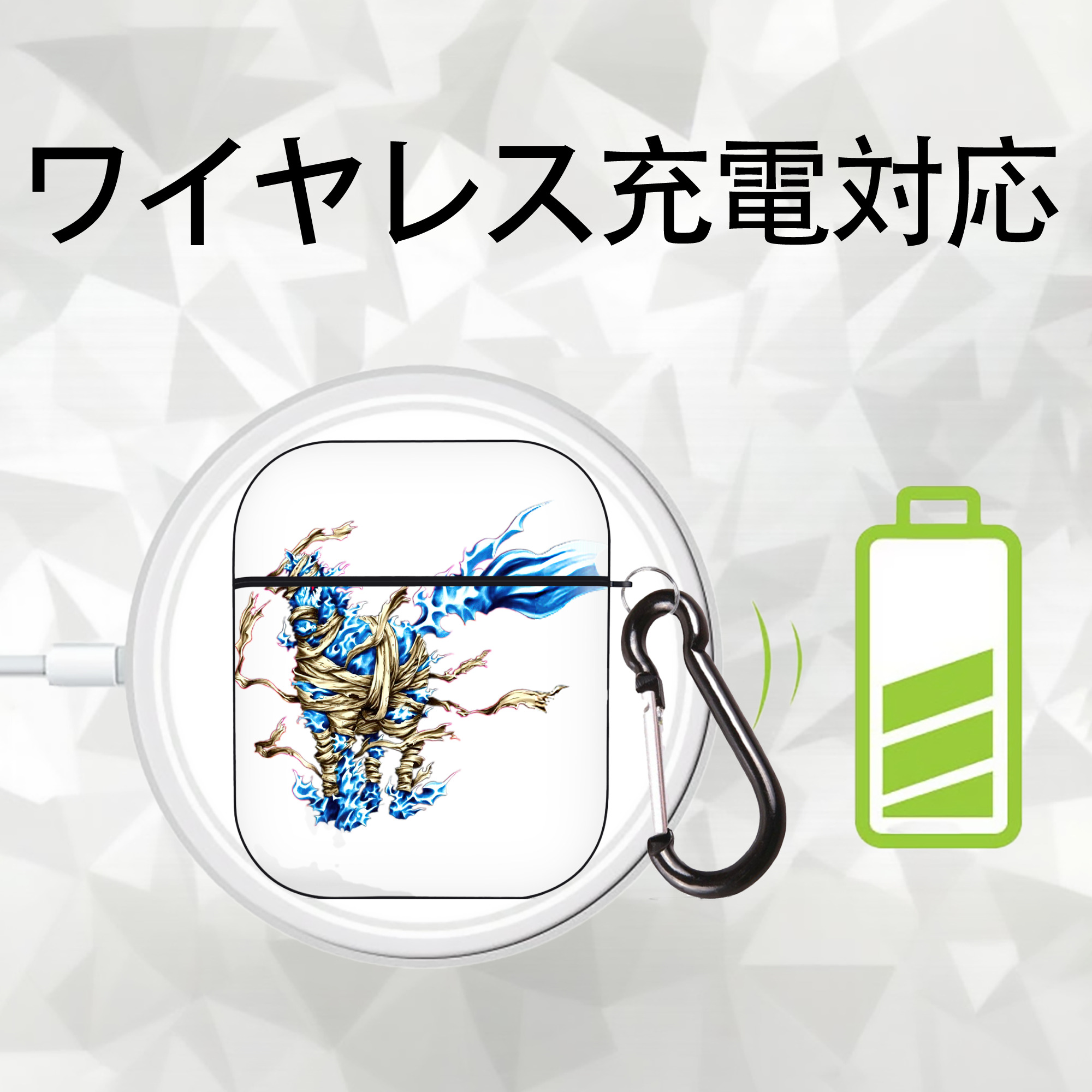 遊☆戯☆王 Yu-Gi-Oh! AirPods 第2世代保護ケース ハードシェル ブラック 耐衝撃・防指紋・カラビナ付き
