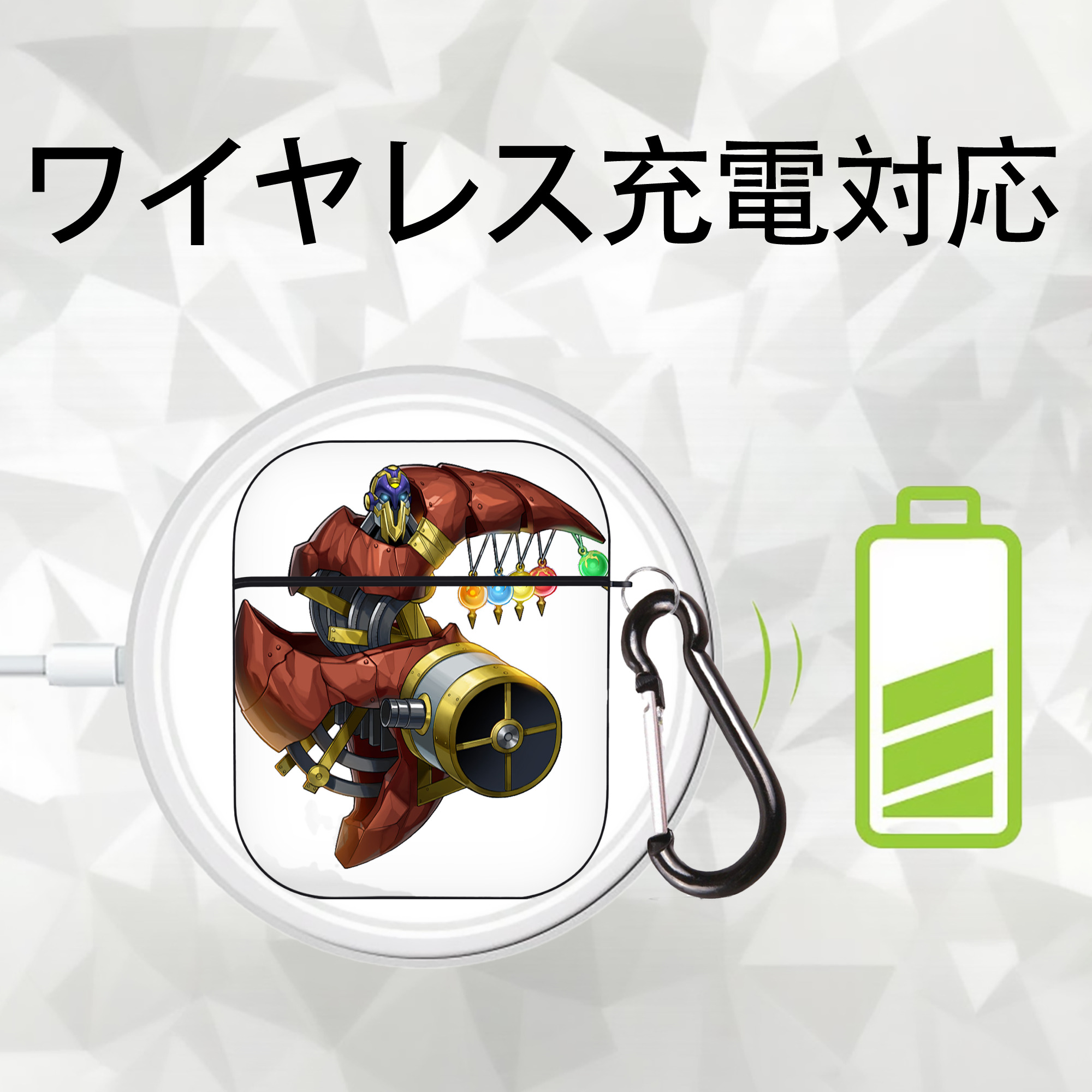 遊☆戯☆王 Yu-Gi-Oh! AirPods 第2世代保護ケース ハードシェル ブラック 耐衝撃・防指紋・カラビナ付き