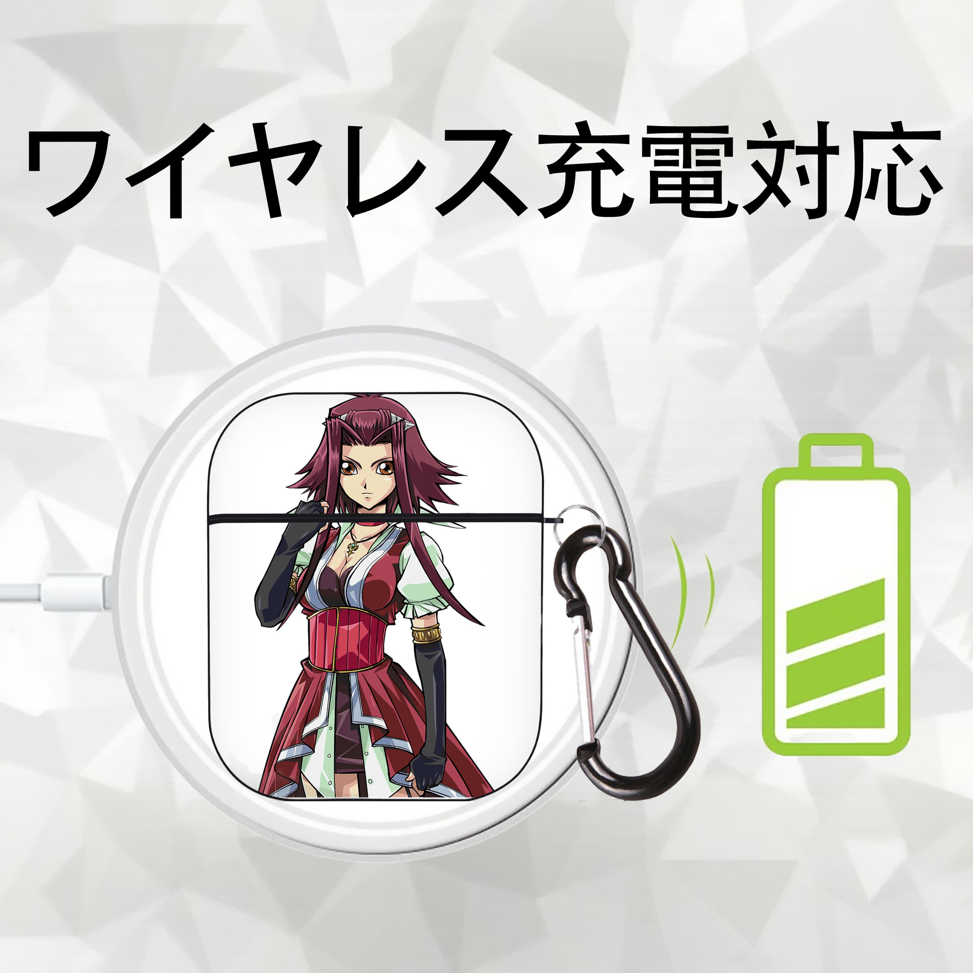 遊☆戯☆王 Yu-Gi-Oh! AirPods 第2世代保護ケース ハードシェル ブラック 耐衝撃・防指紋・カラビナ付き