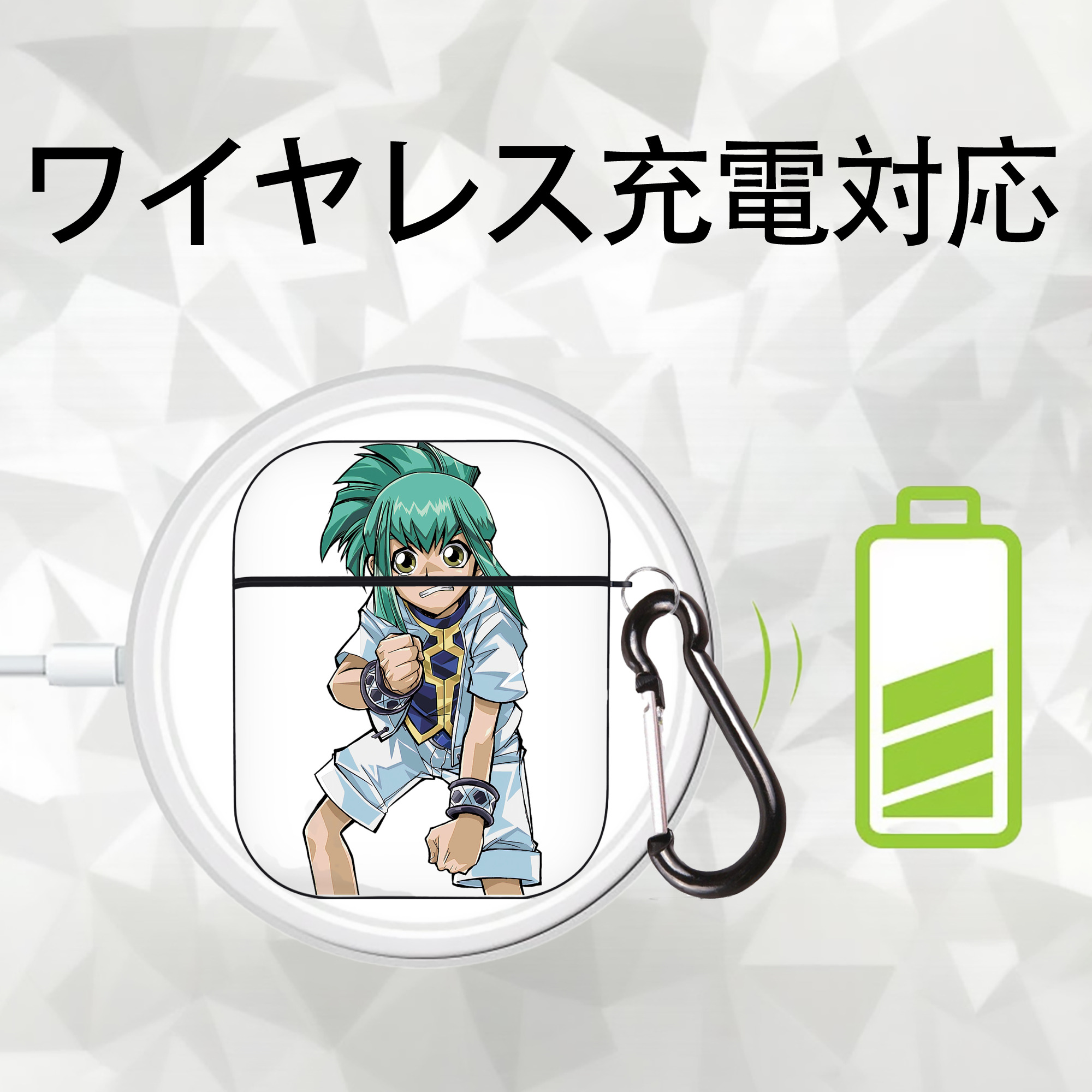 遊☆戯☆王 Yu-Gi-Oh! AirPods 第2世代保護ケース ハードシェル ブラック 耐衝撃・防指紋・カラビナ付き