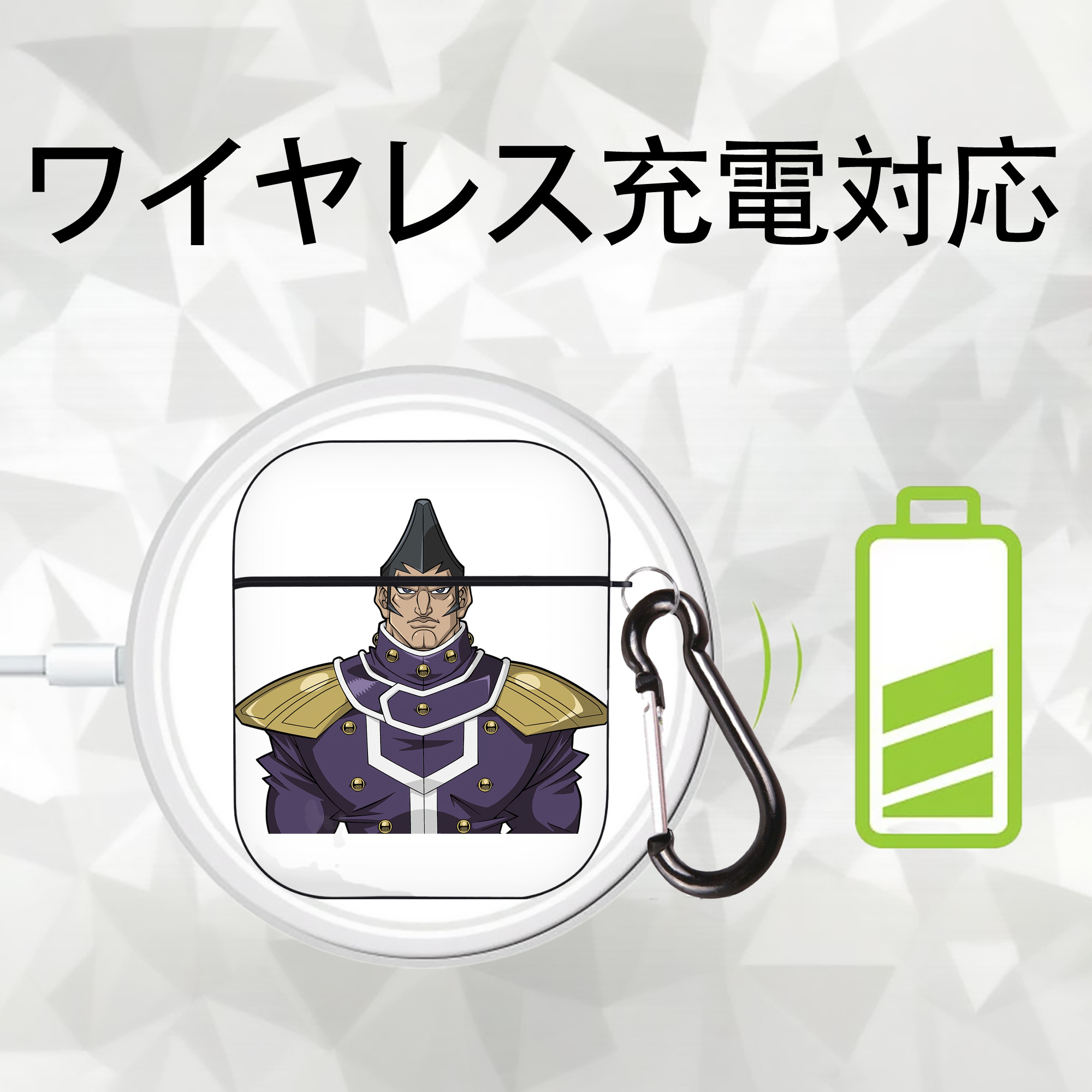 遊☆戯☆王 Yu-Gi-Oh! AirPods 第2世代保護ケース ハードシェル ブラック 耐衝撃・防指紋・カラビナ付き