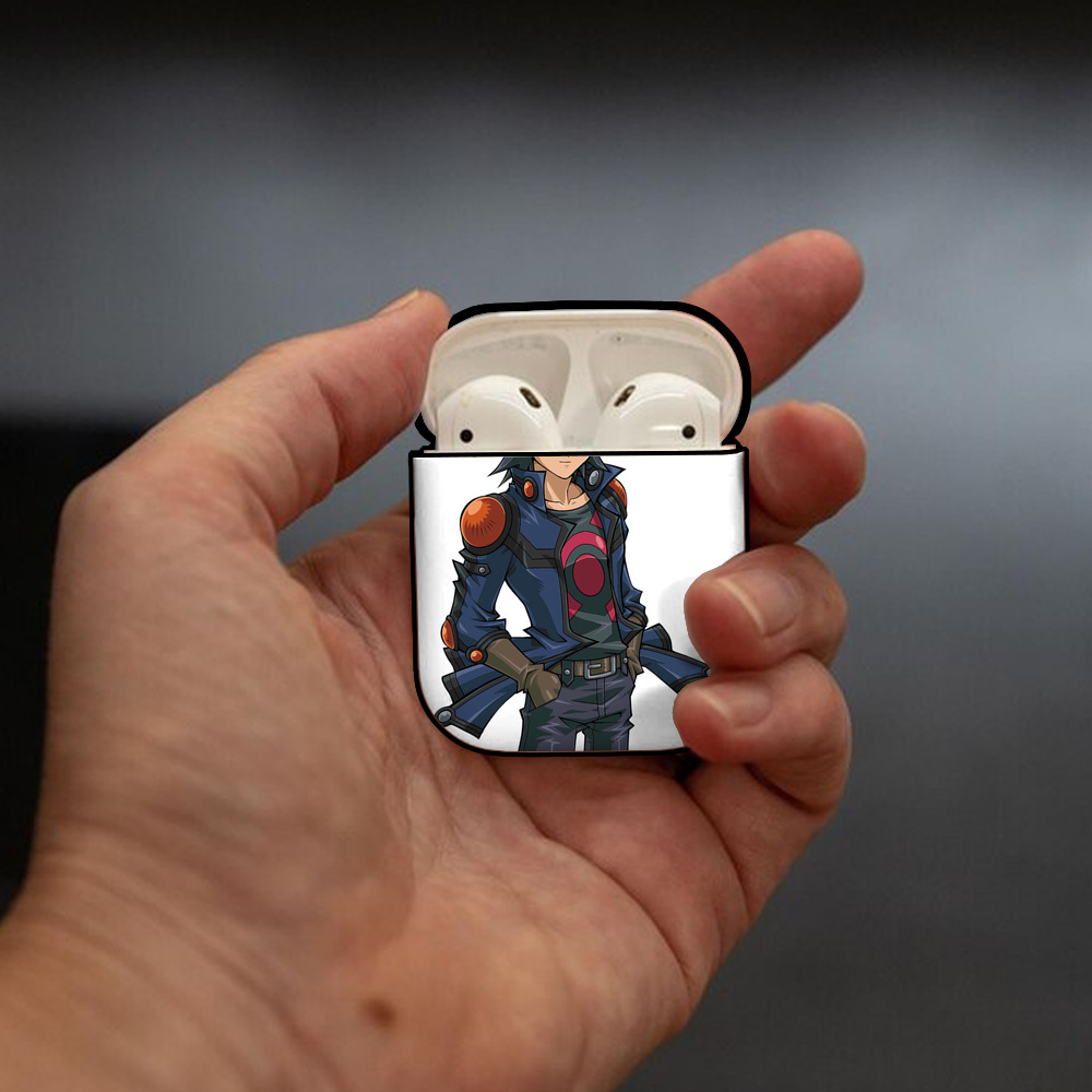 遊☆戯☆王 Yu-Gi-Oh! AirPods 第2世代保護ケース ハードシェル ブラック 耐衝撃・防指紋・カラビナ付き