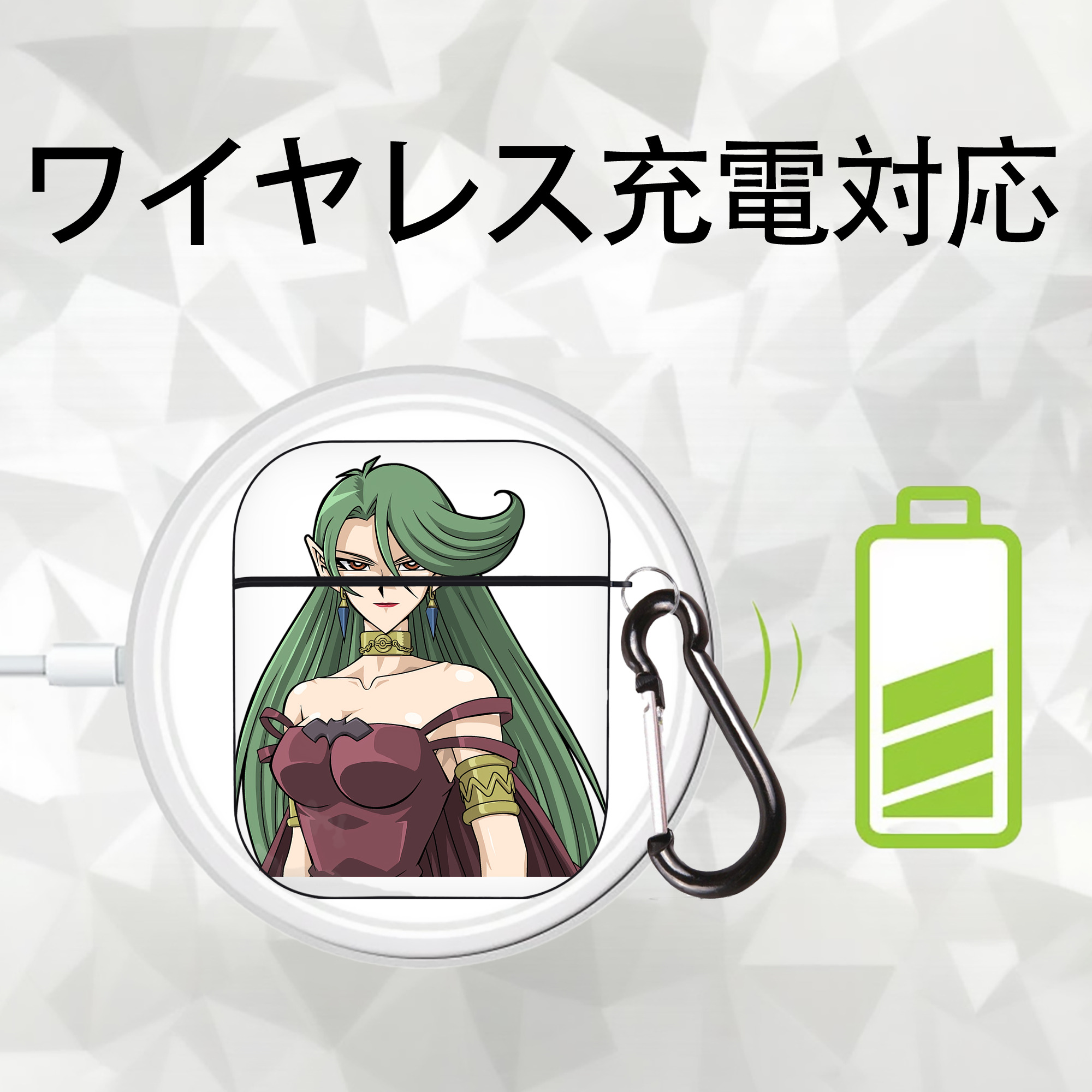 遊☆戯☆王 Yu-Gi-Oh! AirPods 第2世代保護ケース ハードシェル ブラック 耐衝撃・防指紋・カラビナ付き