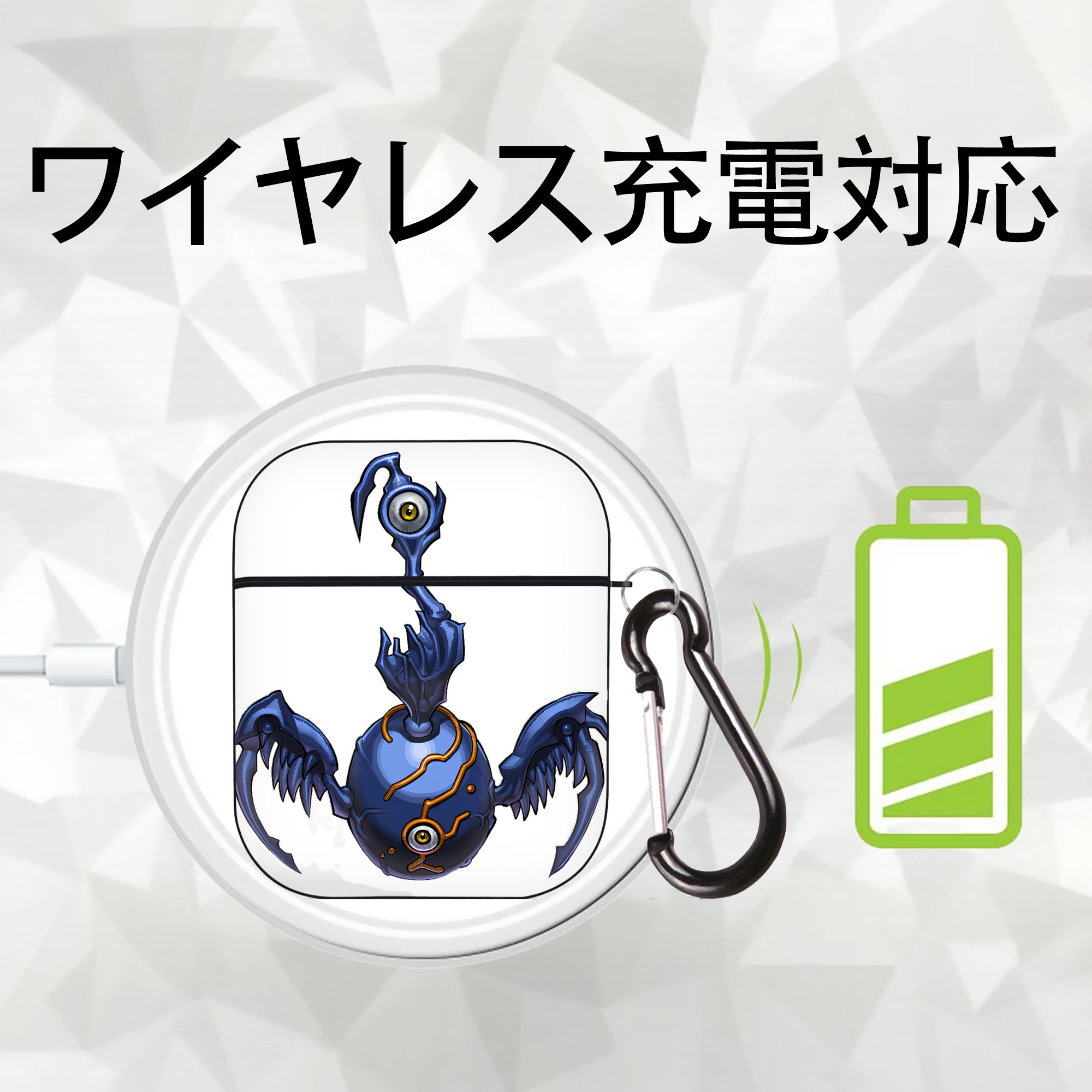 遊☆戯☆王 Yu-Gi-Oh! AirPods 第2世代保護ケース ハードシェル ブラック 耐衝撃・防指紋・カラビナ付き