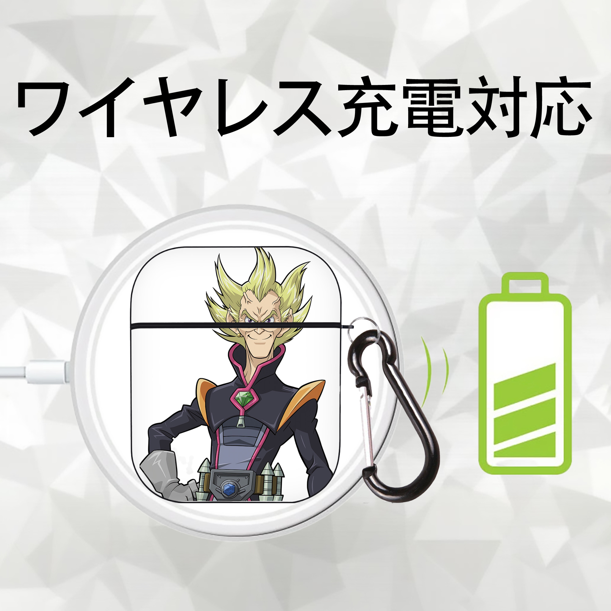遊☆戯☆王 Yu-Gi-Oh! AirPods 第2世代保護ケース ハードシェル ブラック 耐衝撃・防指紋・カラビナ付き