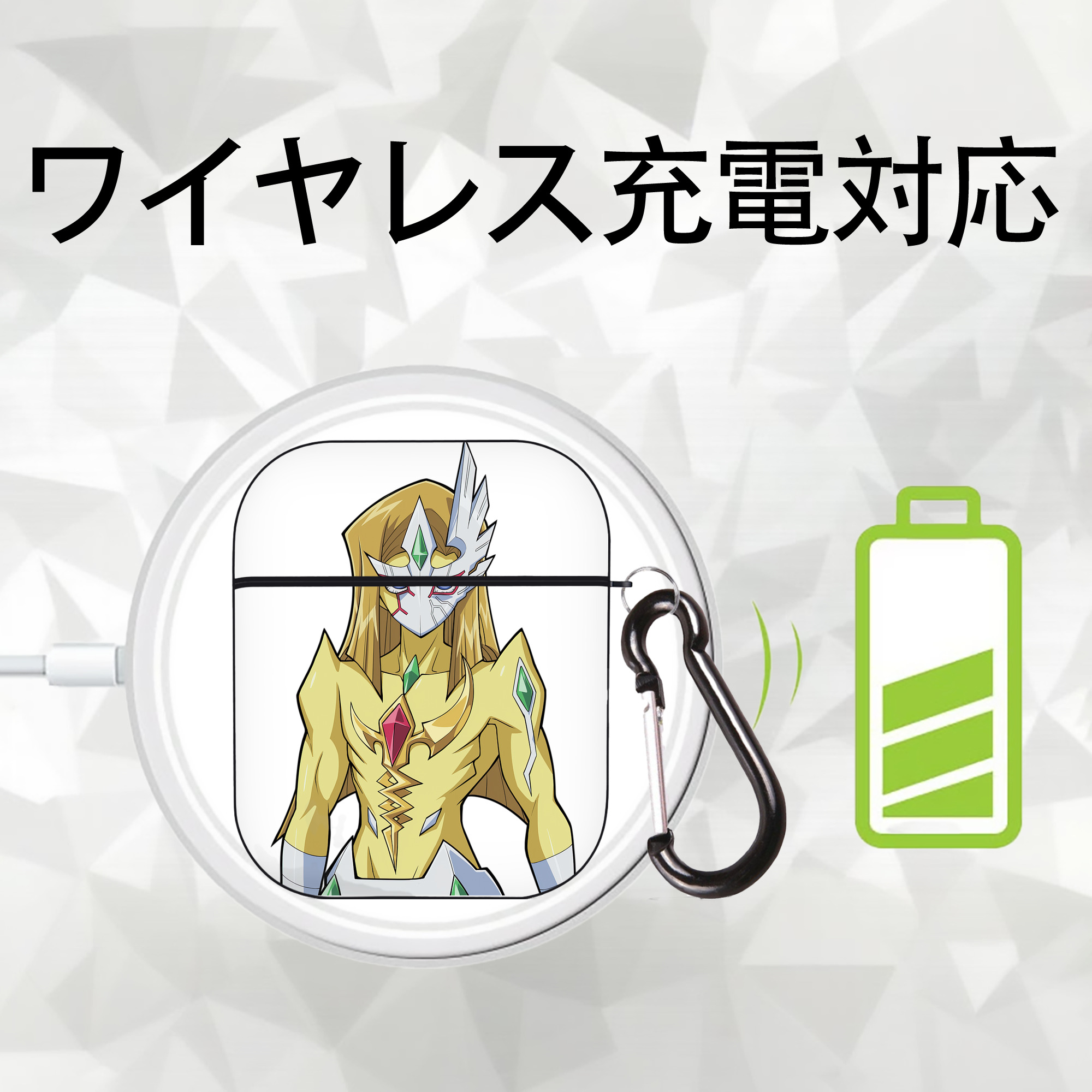 遊☆戯☆王 Yu-Gi-Oh! AirPods 第2世代保護ケース ハードシェル ブラック 耐衝撃・防指紋・カラビナ付き