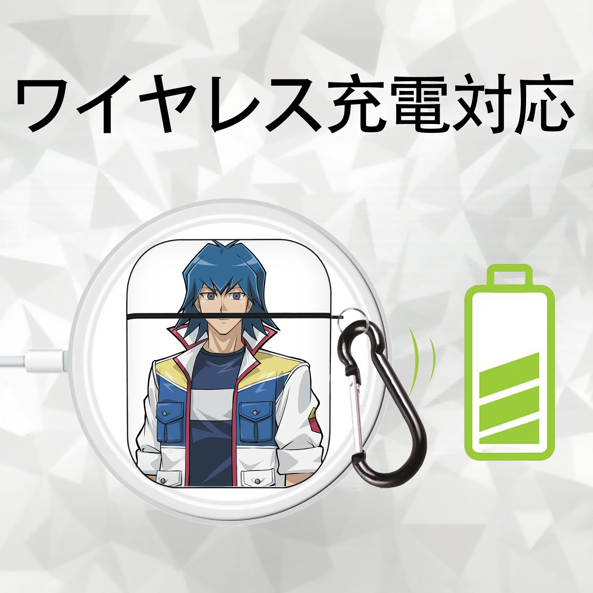 遊☆戯☆王 Yu-Gi-Oh! AirPods 第2世代保護ケース ハードシェル ブラック 耐衝撃・防指紋・カラビナ付き