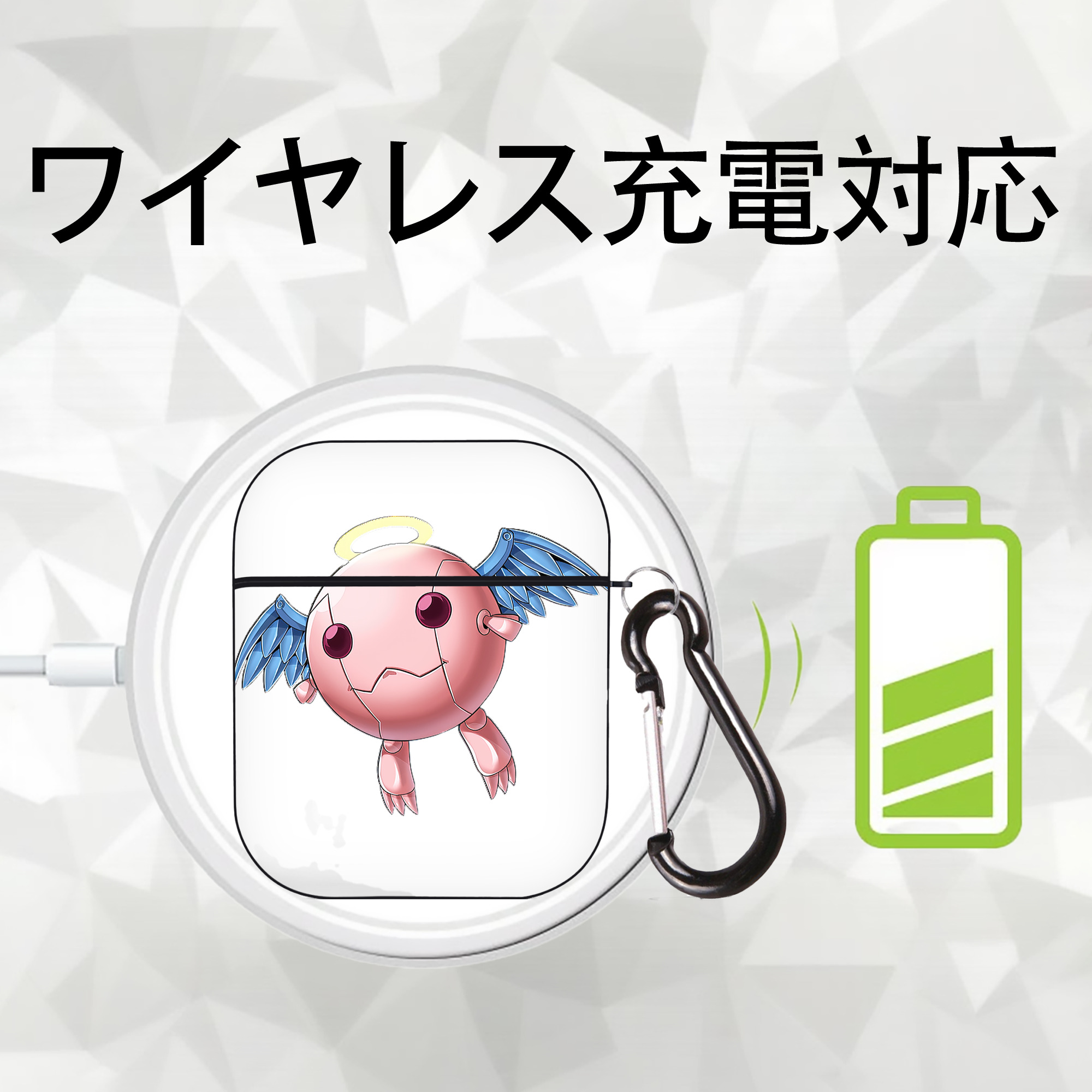 遊☆戯☆王 Yu-Gi-Oh! AirPods 第2世代保護ケース ハードシェル ブラック 耐衝撃・防指紋・カラビナ付き