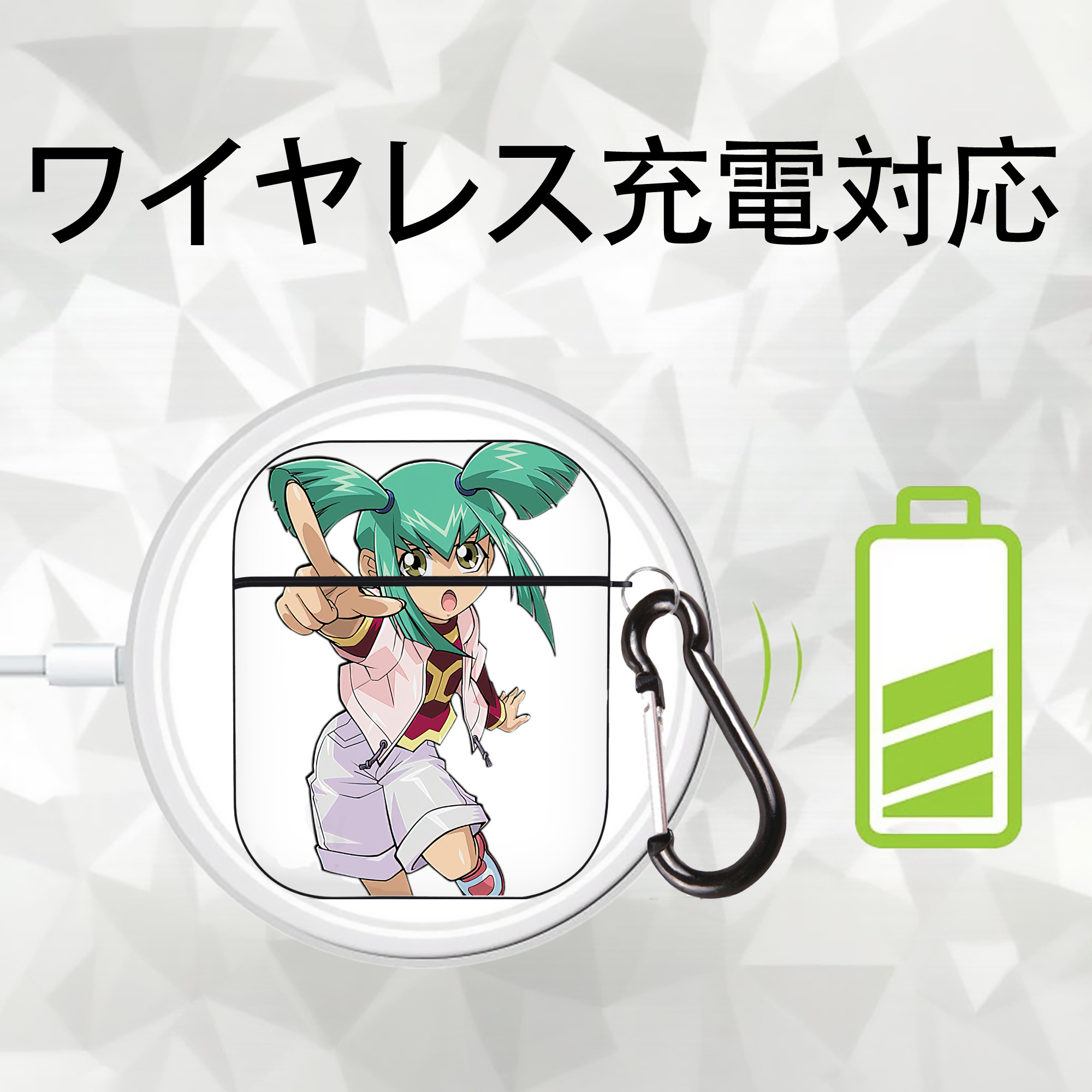 遊☆戯☆王 Yu-Gi-Oh! AirPods 第2世代保護ケース ハードシェル ブラック 耐衝撃・防指紋・カラビナ付き