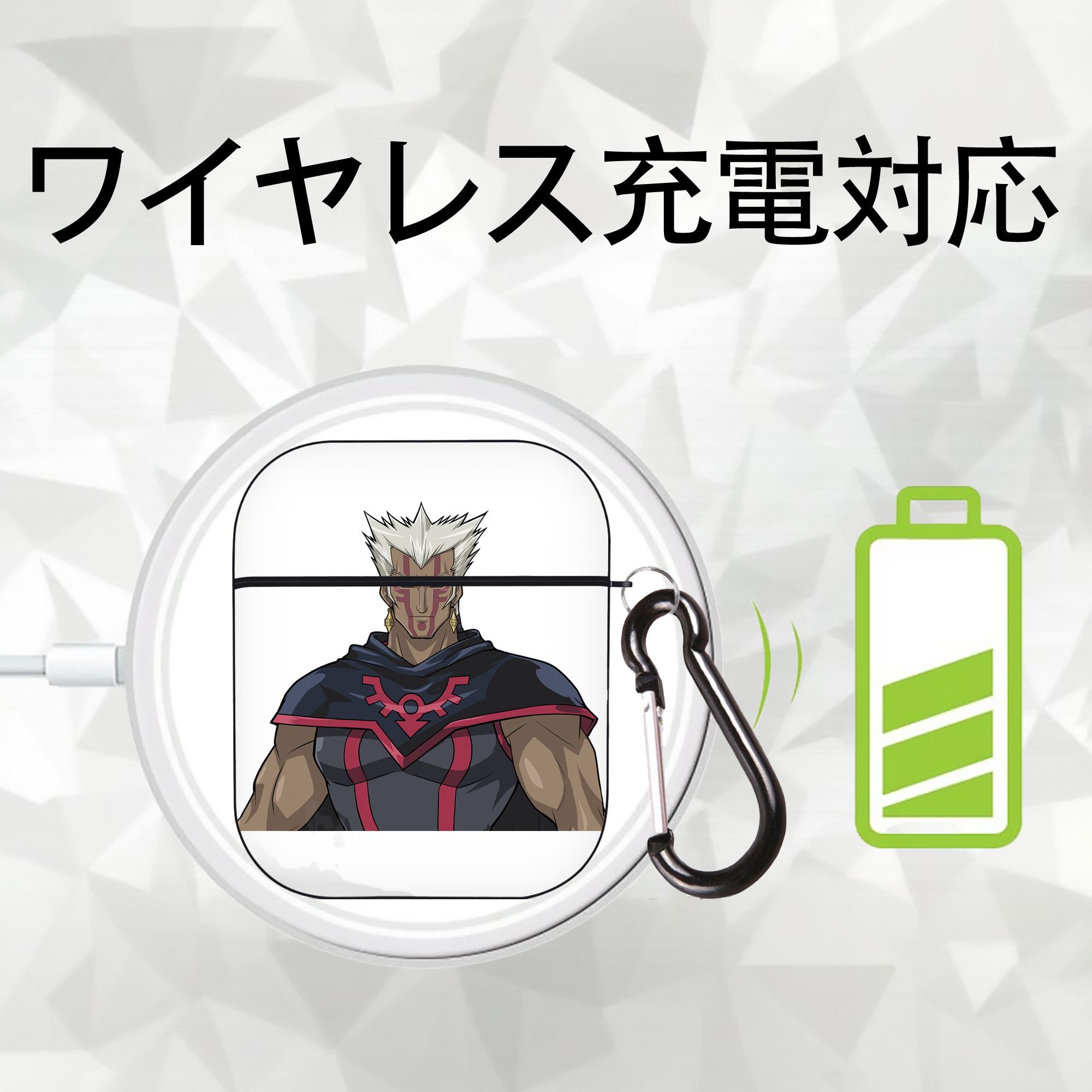 遊☆戯☆王 Yu-Gi-Oh! AirPods 第2世代保護ケース ハードシェル ブラック 耐衝撃・防指紋・カラビナ付き