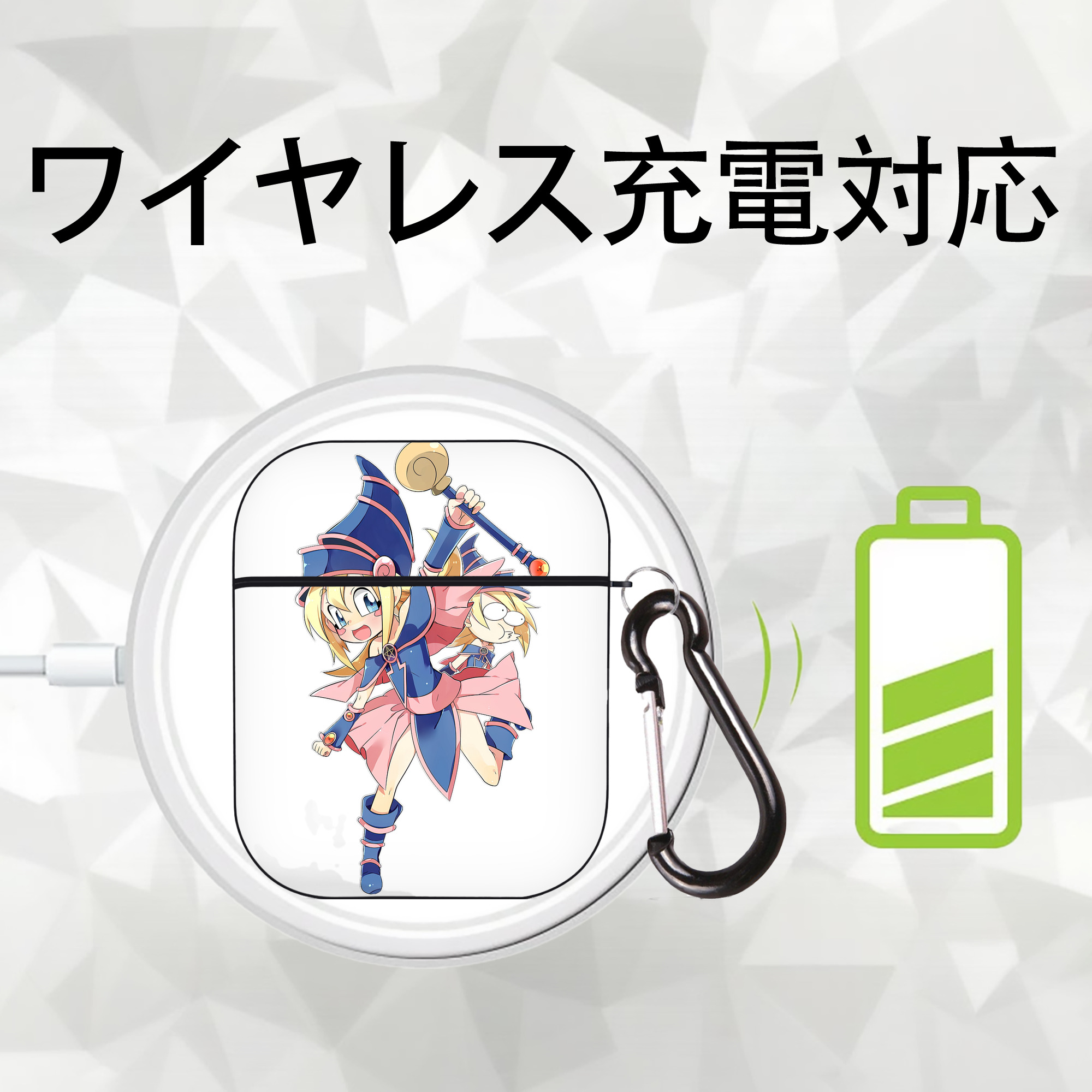 遊☆戯☆王 Yu-Gi-Oh! AirPods 第2世代保護ケース ハードシェル ブラック 耐衝撃・防指紋・カラビナ付き